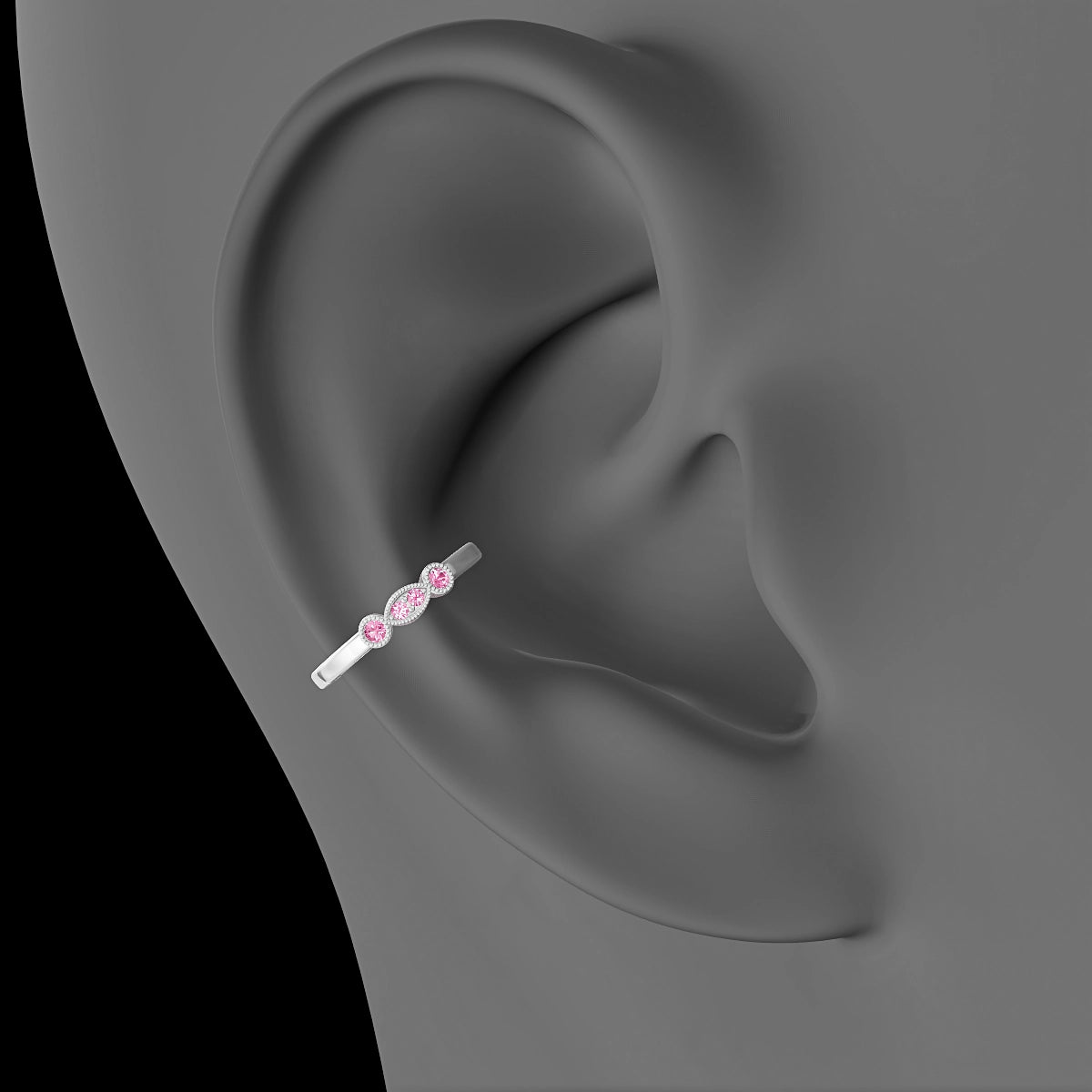 Camilla | 18k White Gold 11 mm Pink Sapphire Hoop Piercing