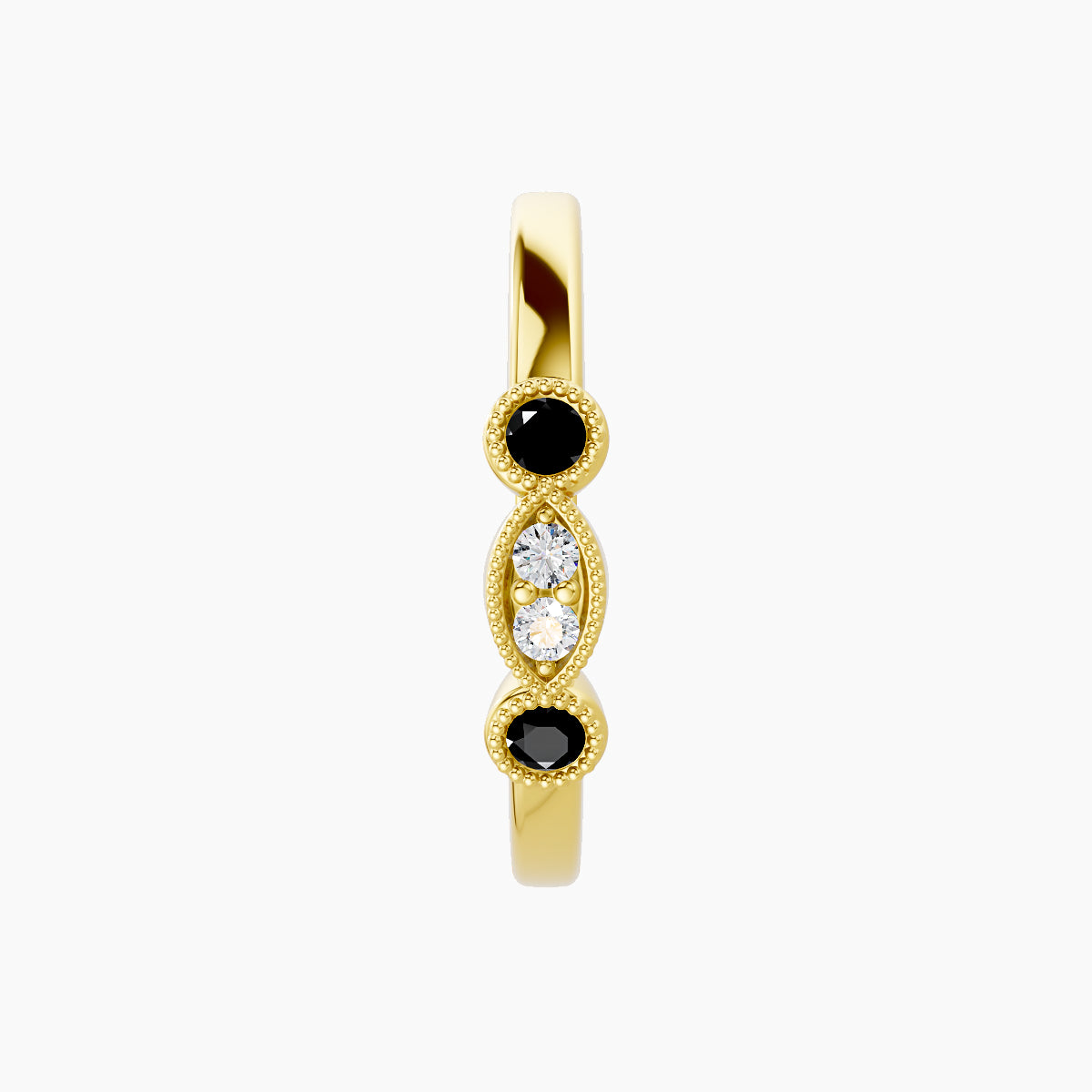 Camilla | 18k Yellow Gold 11 mm Black Diamond & Diamond Hoop Piercing