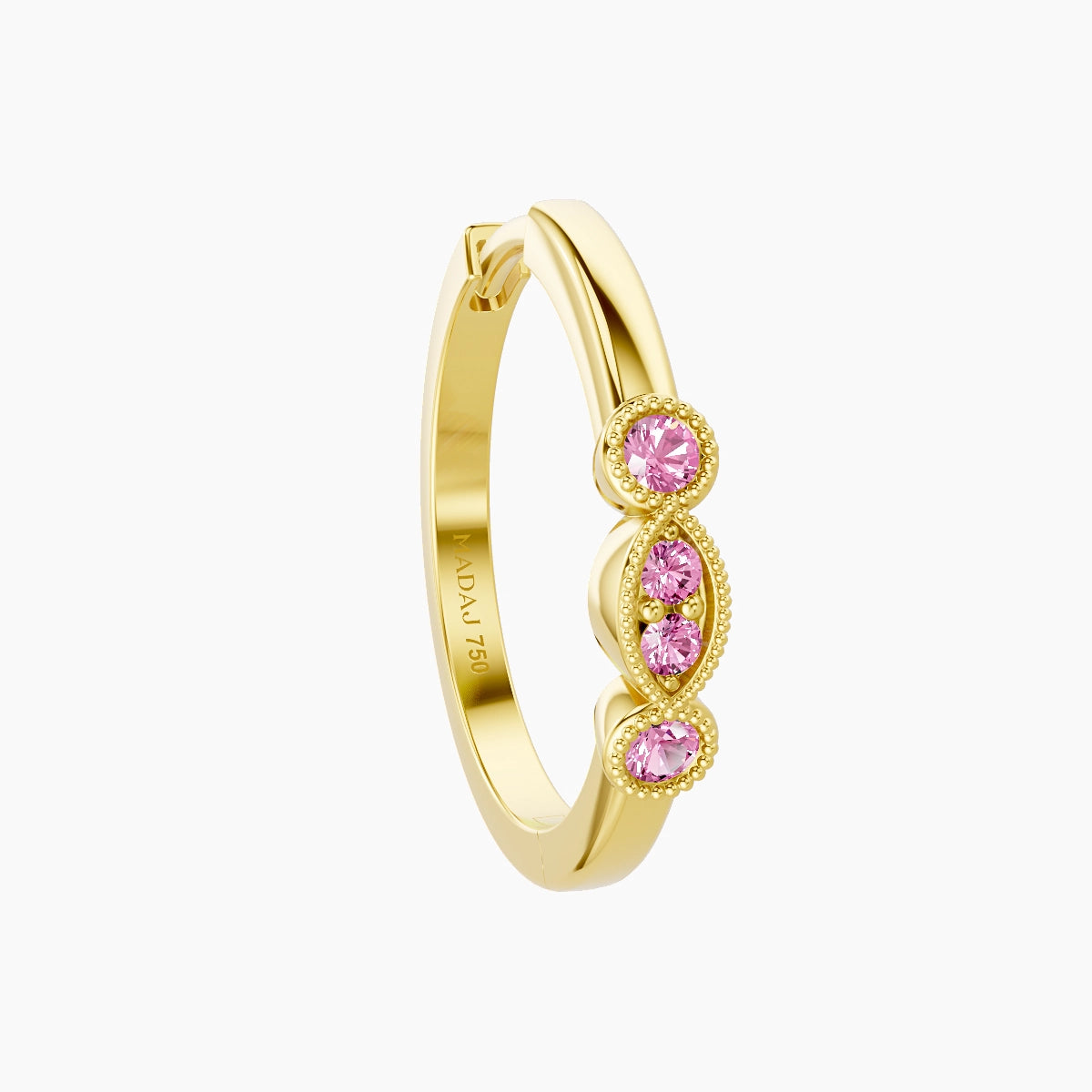 Camilla | 18k Yellow Gold 11 mm Pink Sapphire Hoop Piercing