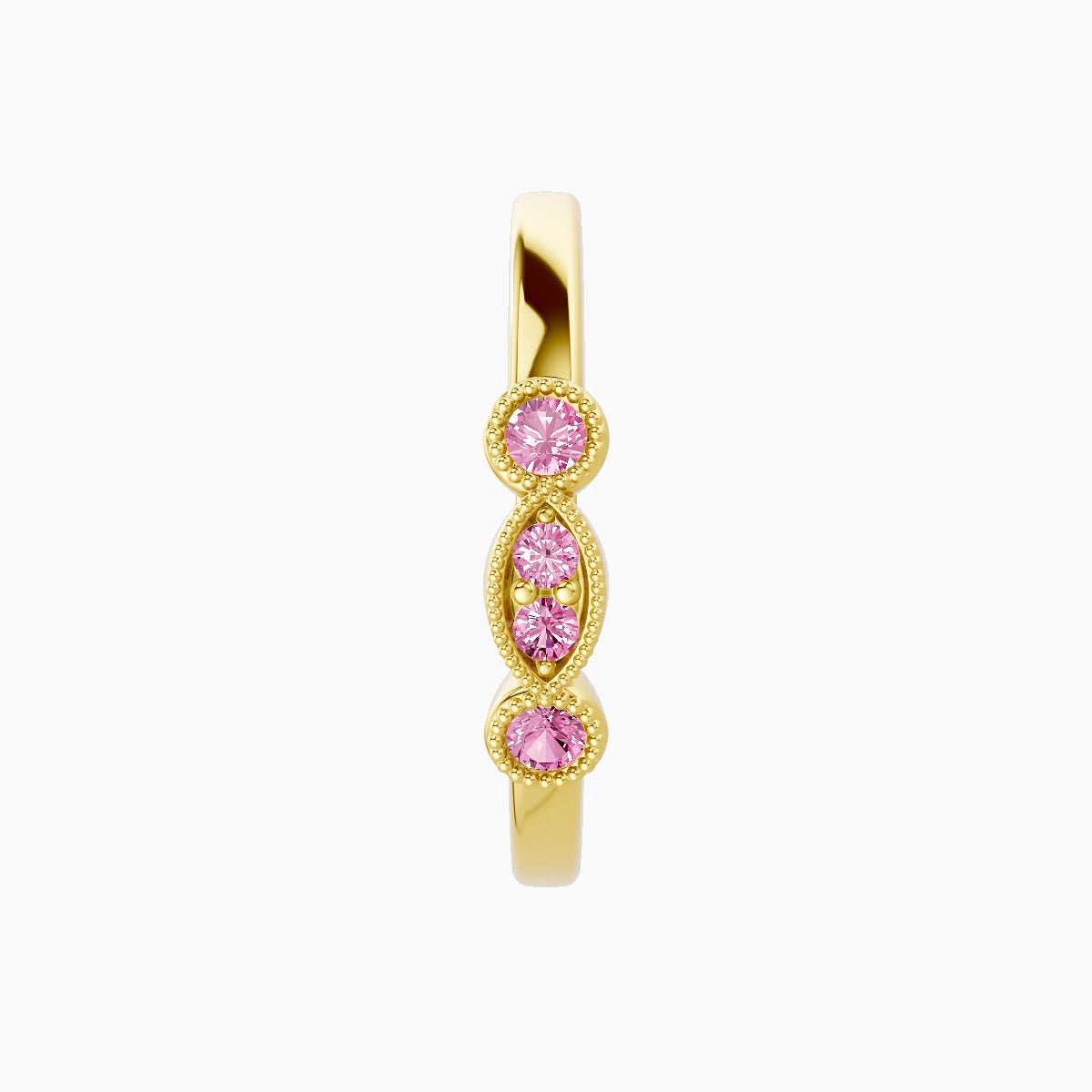 Camilla | 18k Yellow Gold 11 mm Pink Sapphire Hoop Piercing