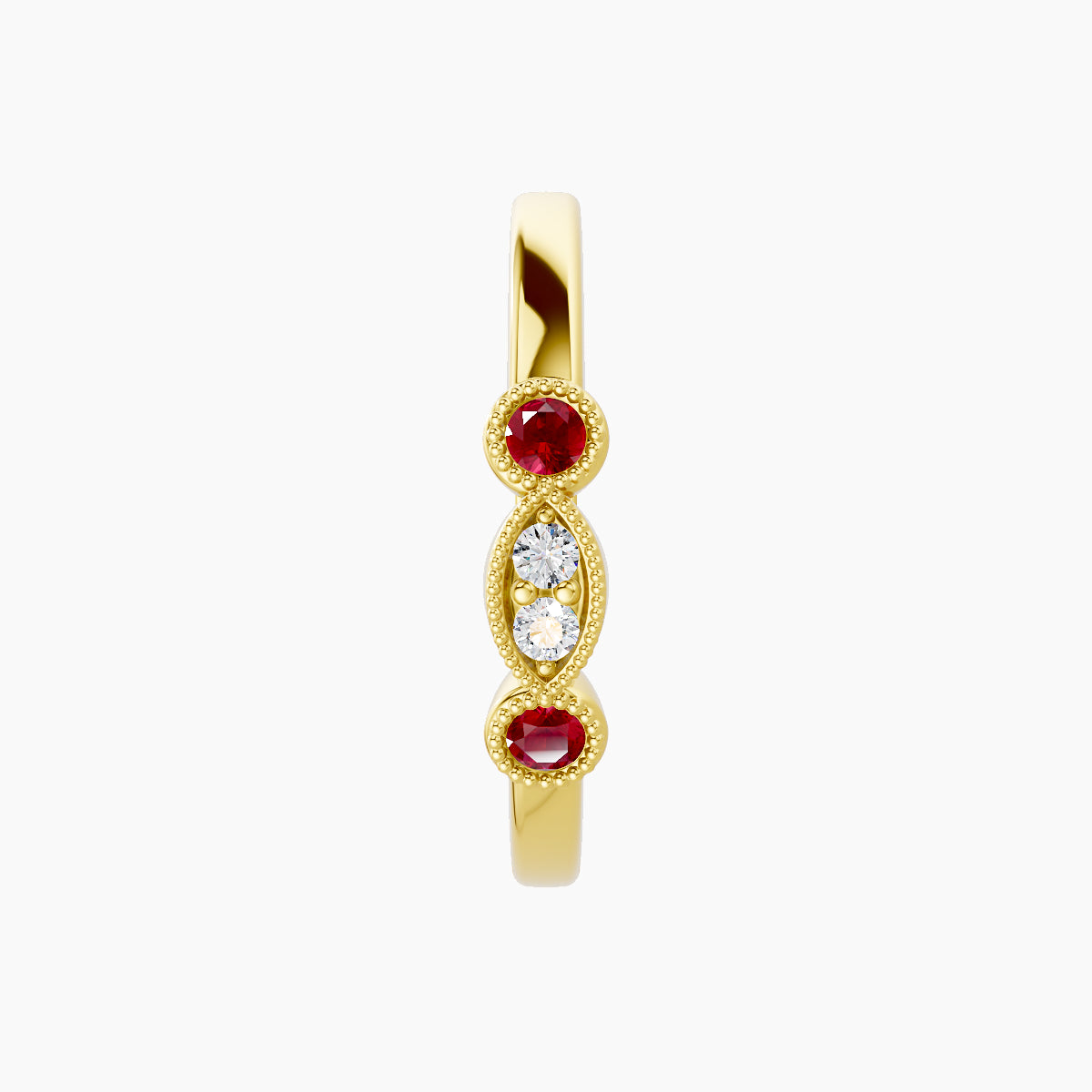 Camilla | 18k Yellow Gold 11 mm Ruby & Diamond Hoop Piercing