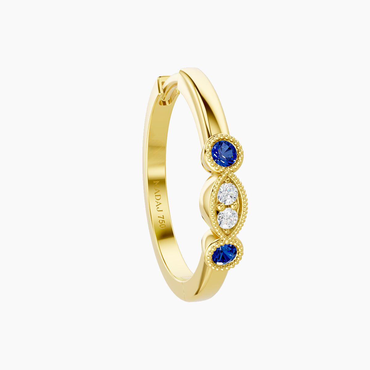 Camilla | 18k Yellow Gold 11 mm Sapphire & Diamond Hoop Piercing