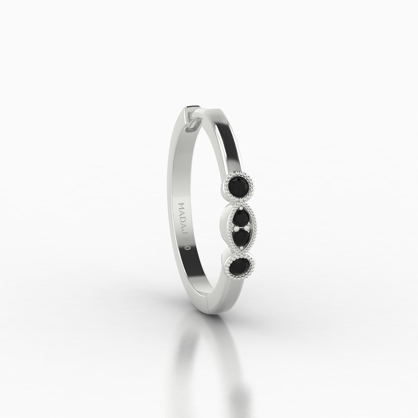 Camilla | 18k White Gold 11 mm Black Diamond Hoop Piercing