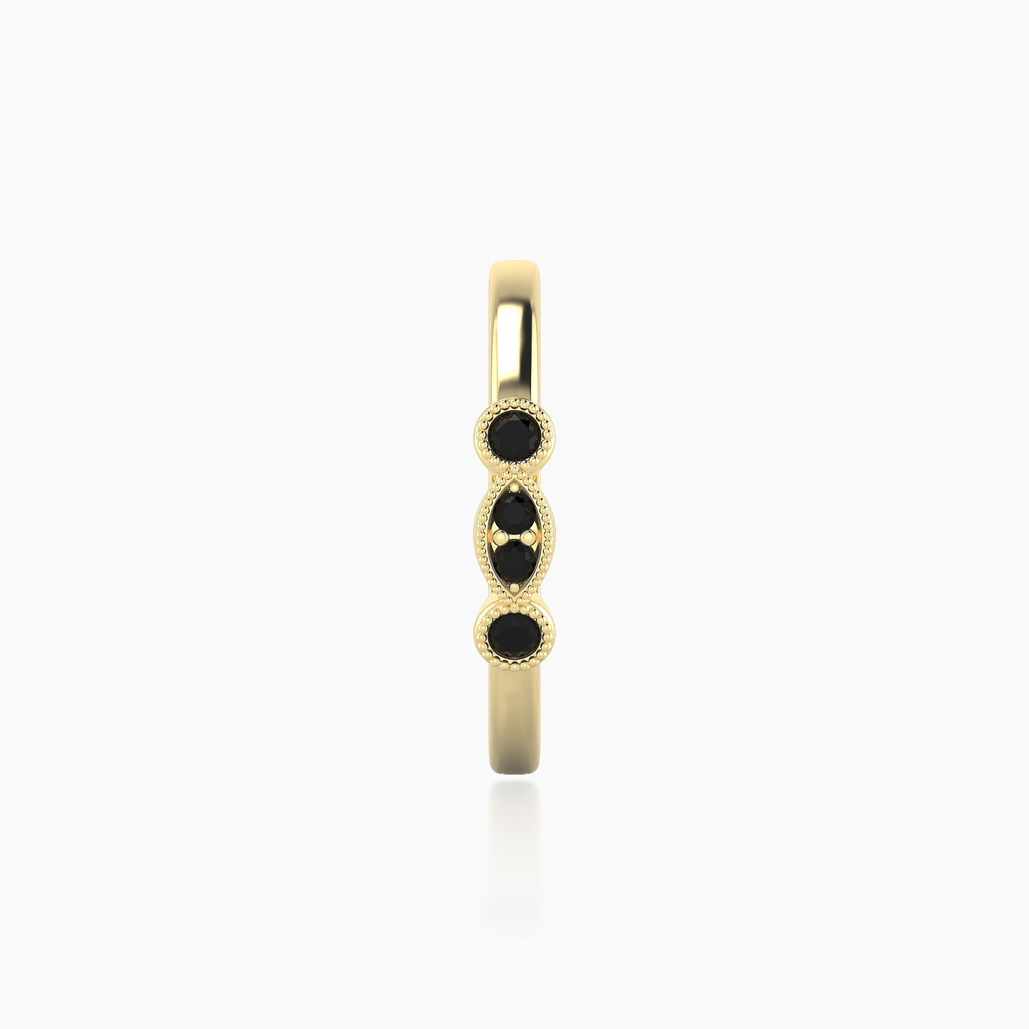 Camilla | 18k Yellow Gold 11 mm Black Diamond Hoop Piercing