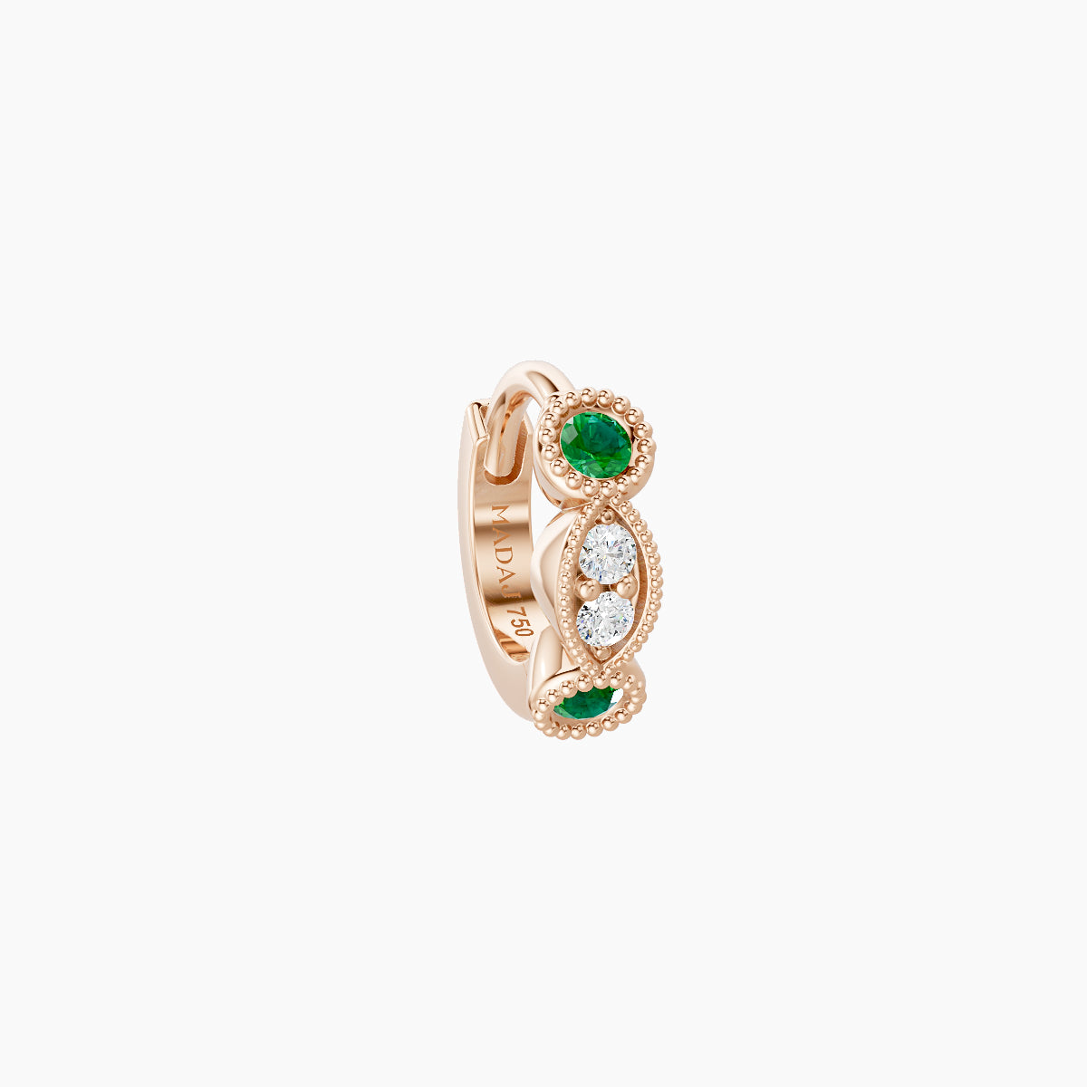 Camilla | 18k Rose Gold 5 mm Emerald & Diamond Hoop Piercing