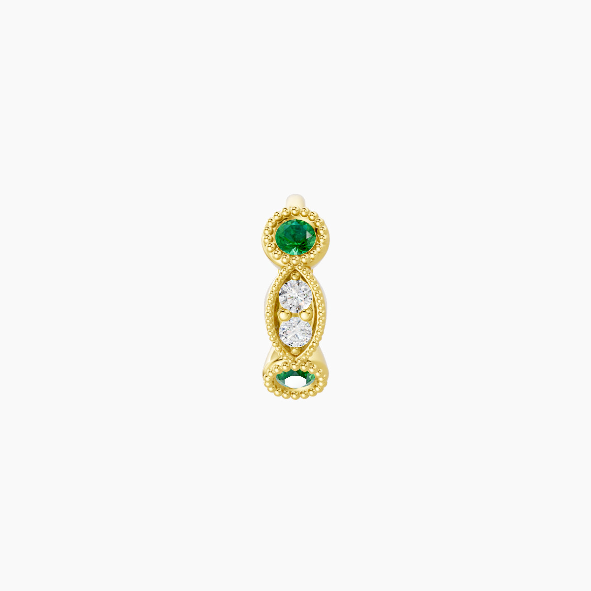 Camilla | 18k Yellow Gold 5 mm Emerald & Diamond Hoop Piercing