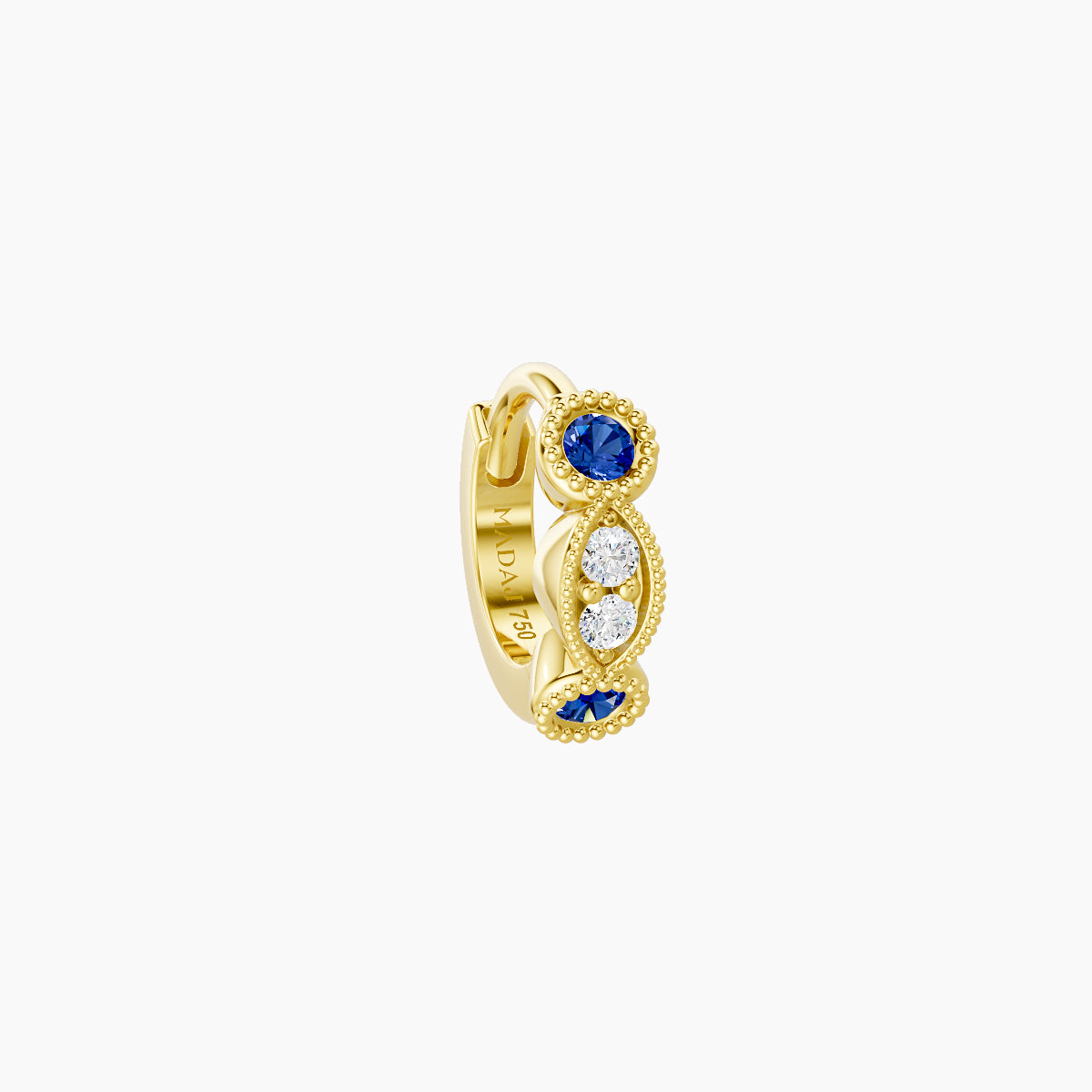 Camilla | 18k Yellow Gold 5 mm Sapphire & Diamond Hoop Piercing
