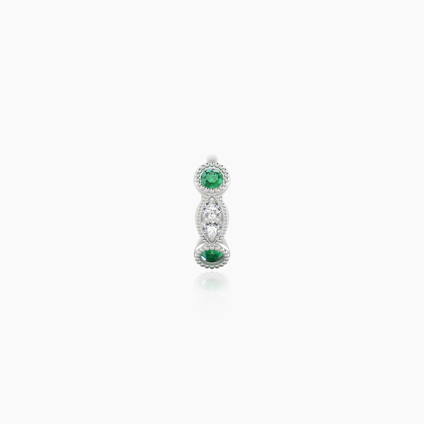 Camilla | 18k White Gold 5 mm Emerald & Diamond Hoop Piercing