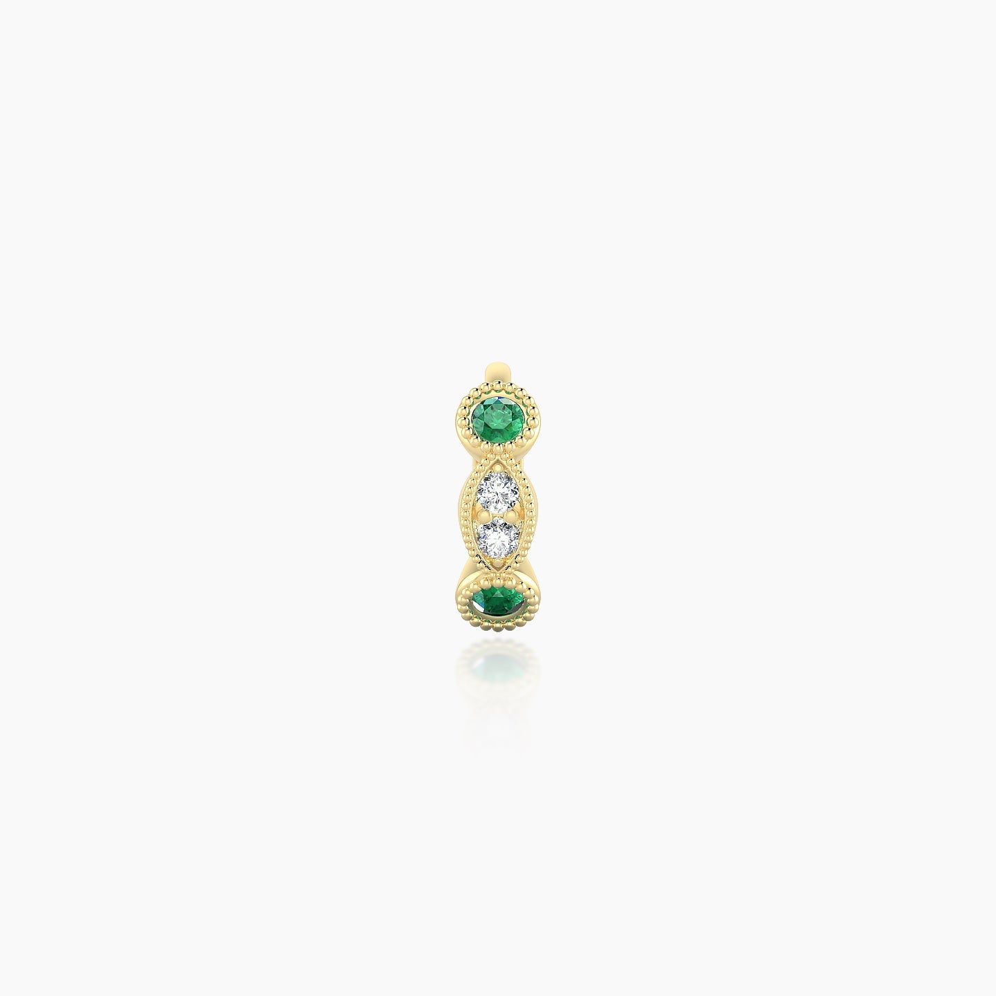 Camilla | 18k Yellow Gold 5 mm Emerald & Diamond Hoop Piercing