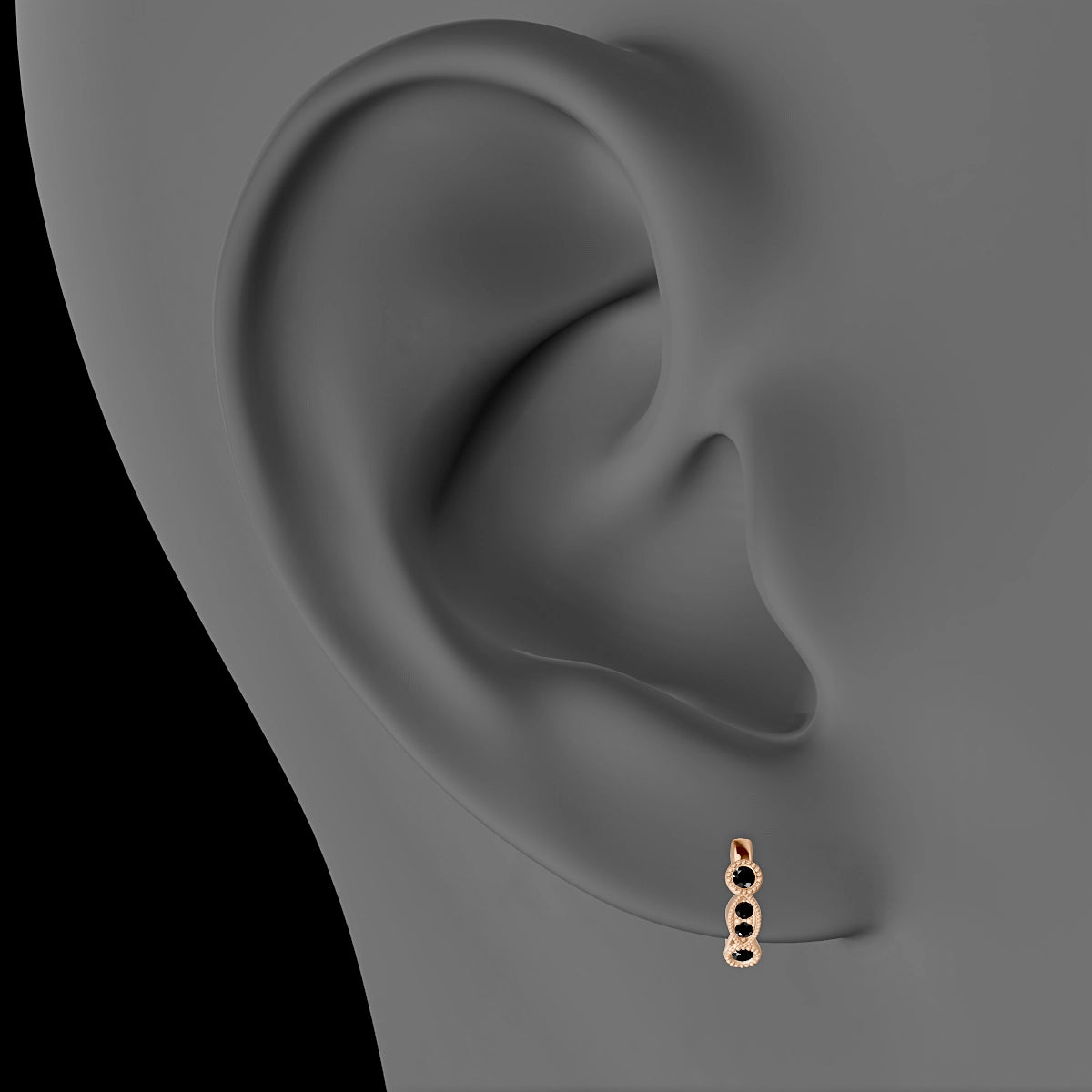 Camilla | 18k Rose Gold 6.5 mm Black Diamond Hoop Piercing
