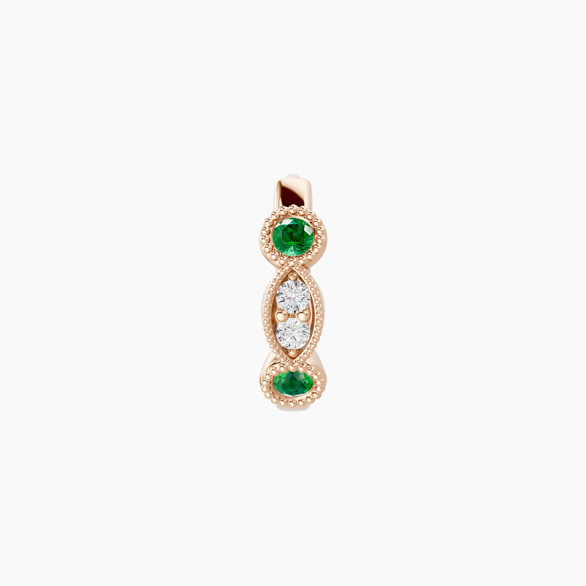 Camilla | 18k Rose Gold 6.5 mm Emerald & Diamond Hoop Piercing