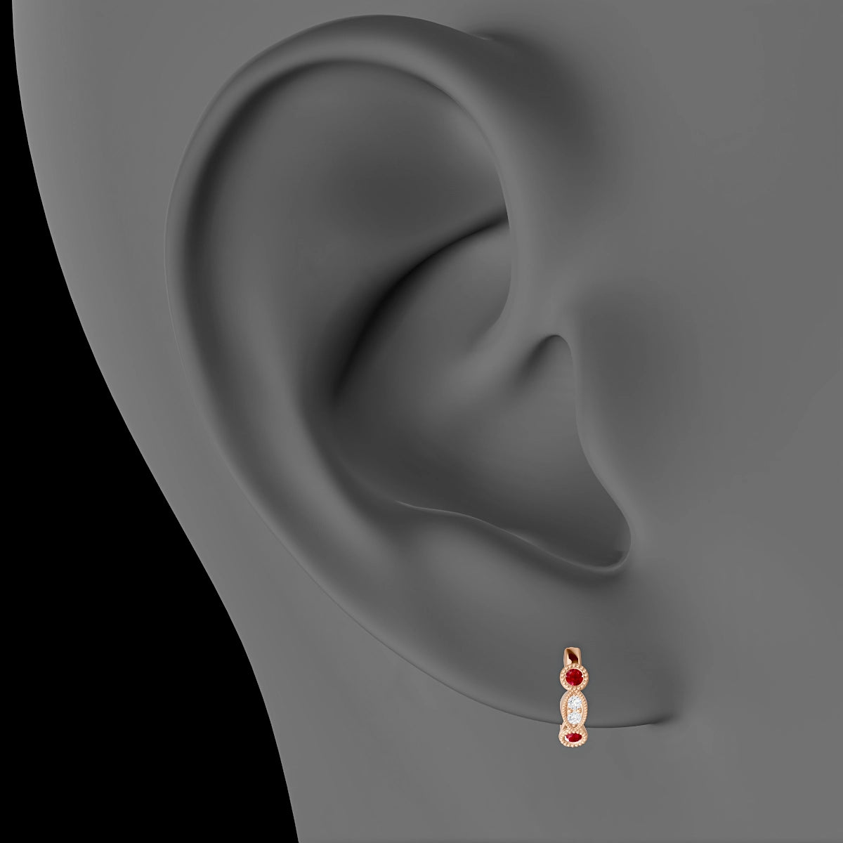 Camilla | 18k Rose Gold 6.5 mm Ruby & Diamond Hoop Piercing
