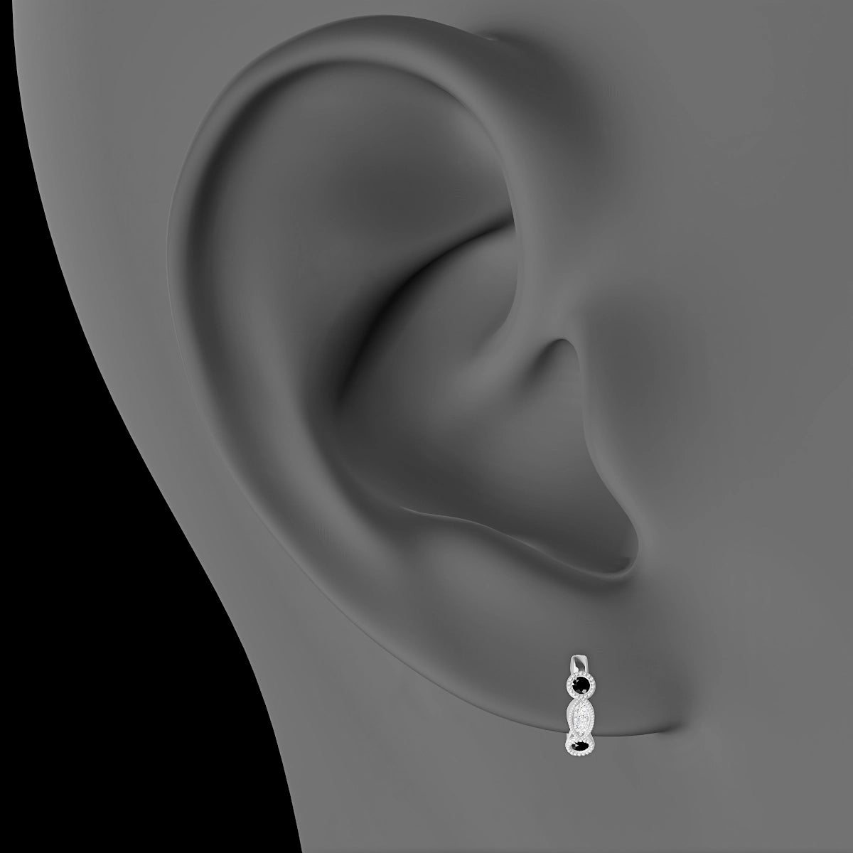 Camilla | 18k White Gold 6.5 mm Black Diamond & Diamond Hoop Piercing