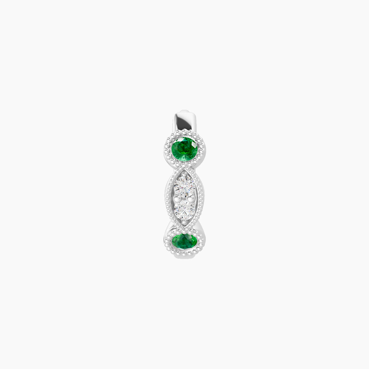 Camilla | 18k White Gold 6.5 mm Emerald & Diamond Hoop Piercing
