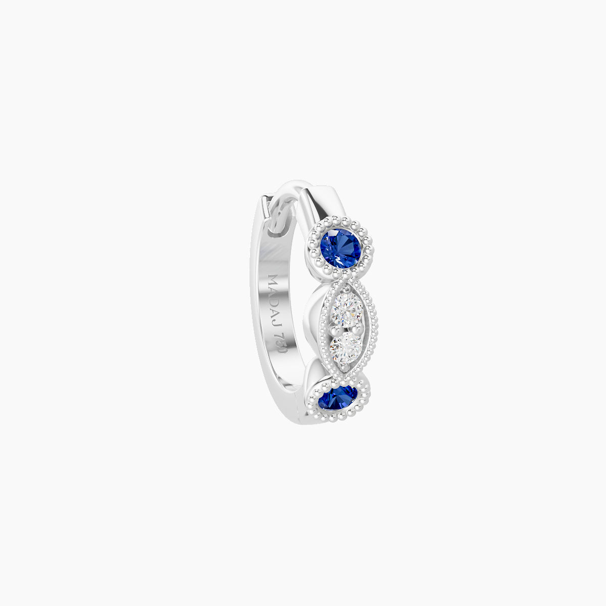 Camilla | 18k White Gold 6.5 mm Sapphire & Diamond Hoop Piercing