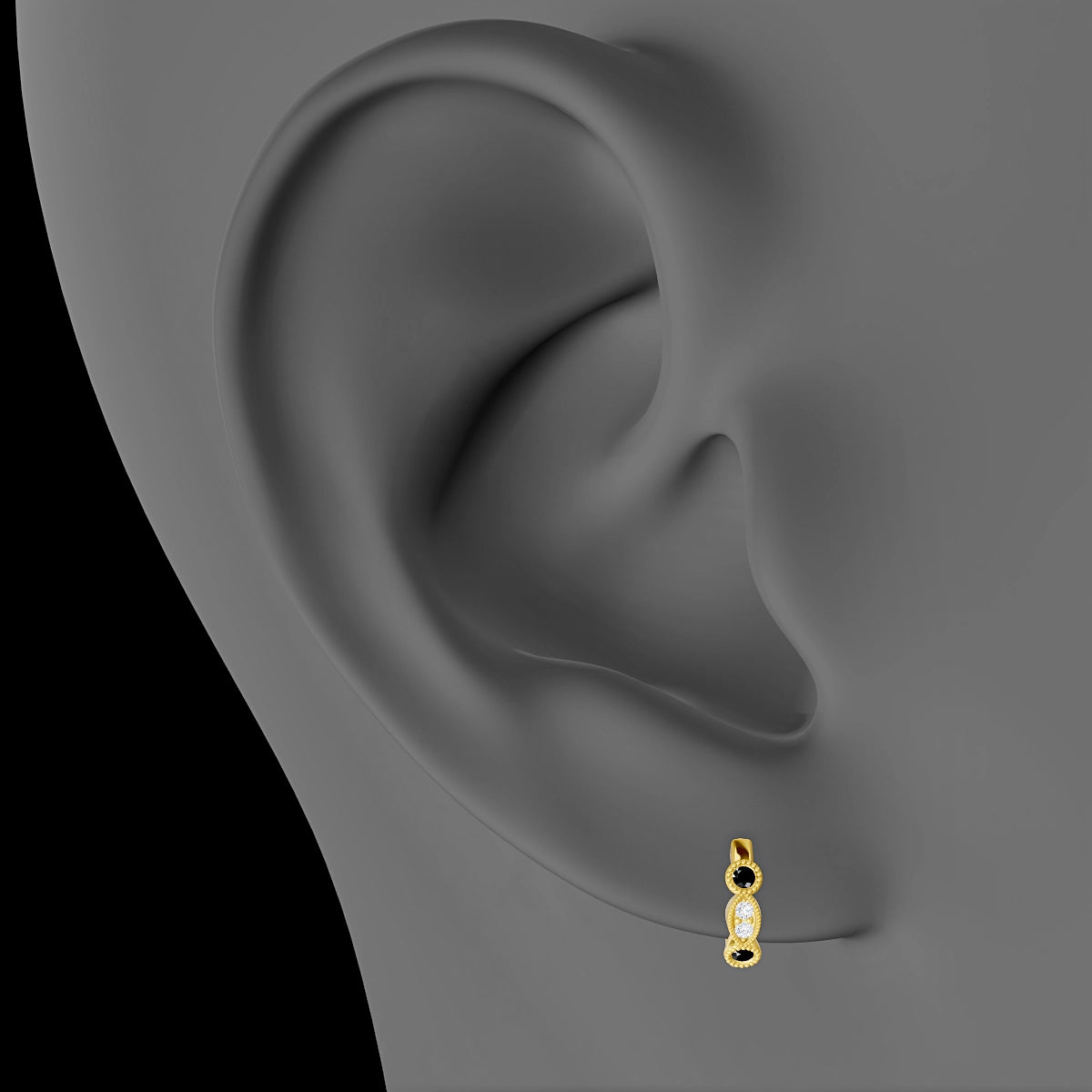 Camilla | 18k Yellow Gold 6.5 mm Black Diamond & Diamond Hoop Piercing