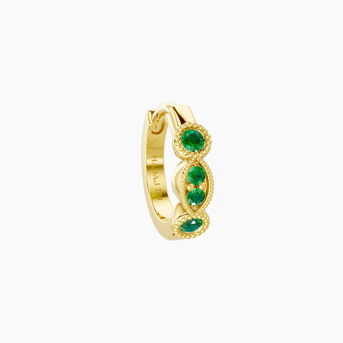 Camilla | 18k Yellow Gold 6.5 mm Emerald Hoop Piercing