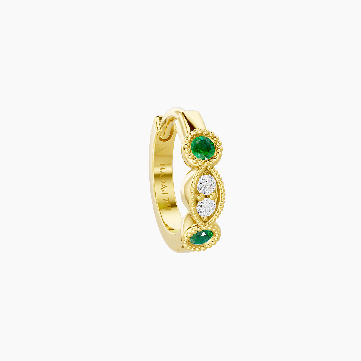 Camilla | 18k Yellow Gold 6.5 mm Emerald & Diamond Hoop Piercing