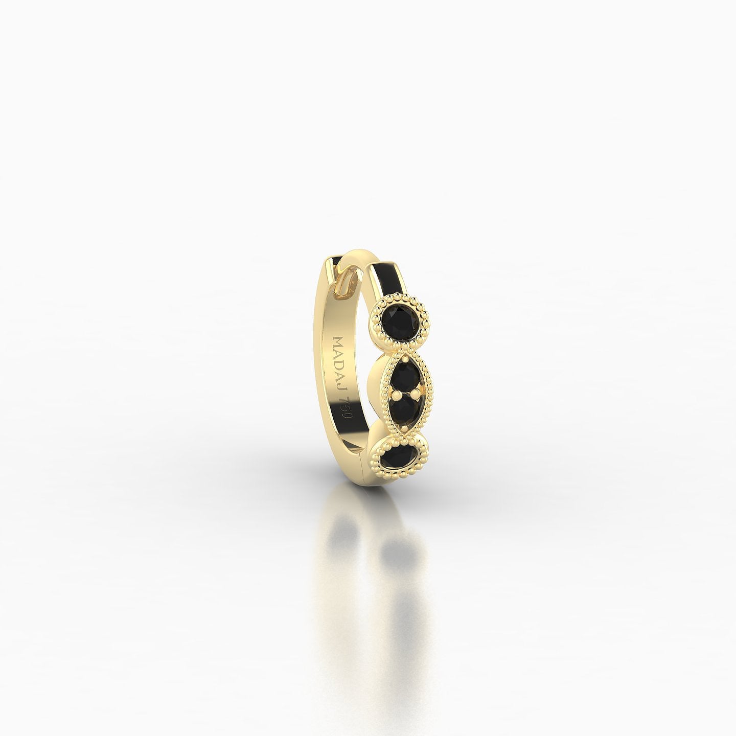 Camilla | 18k Yellow Gold 6.5 mm Black Diamond Hoop Piercing