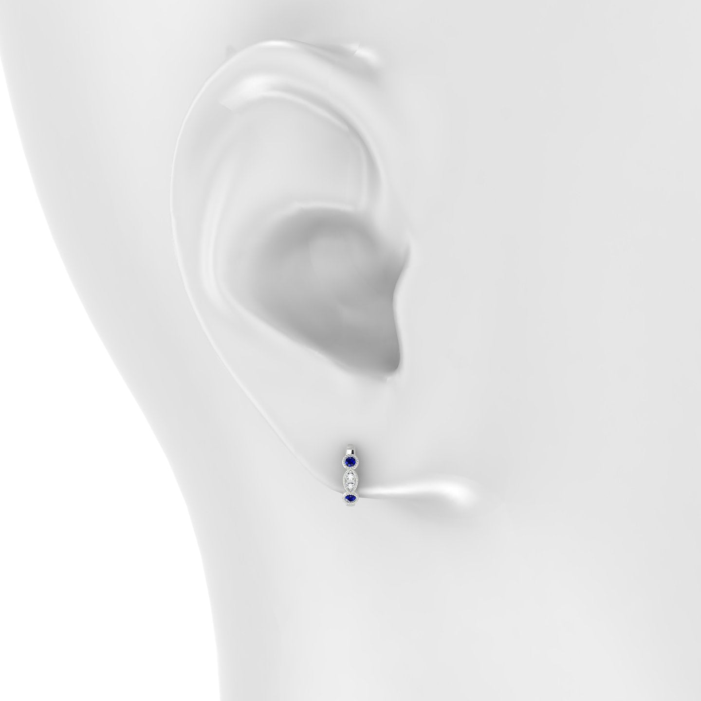 Camilla | 18k White Gold 6.5 mm Sapphire & Diamond Hoop Piercing