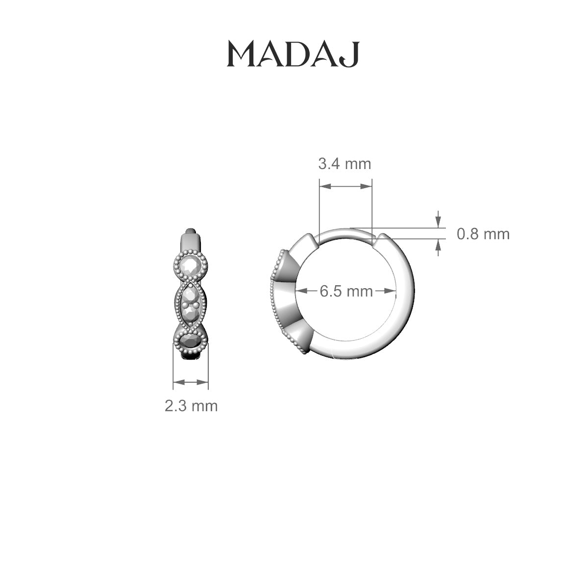 Camilla | 18k Rose Gold 6.5 mm Diamond Nose Ring Piercing