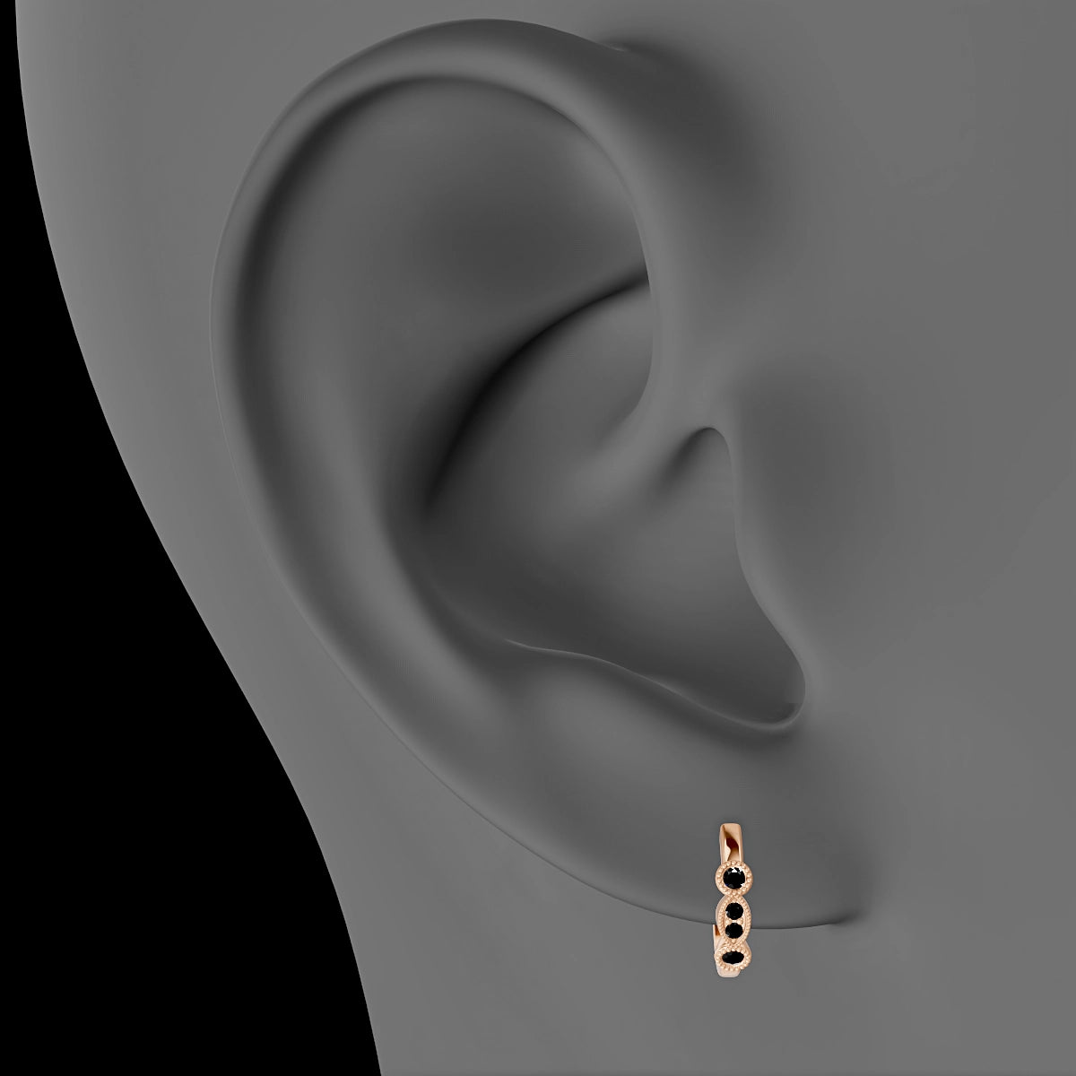 Camilla | 18k Rose Gold 8 mm Black Diamond Hoop Piercing