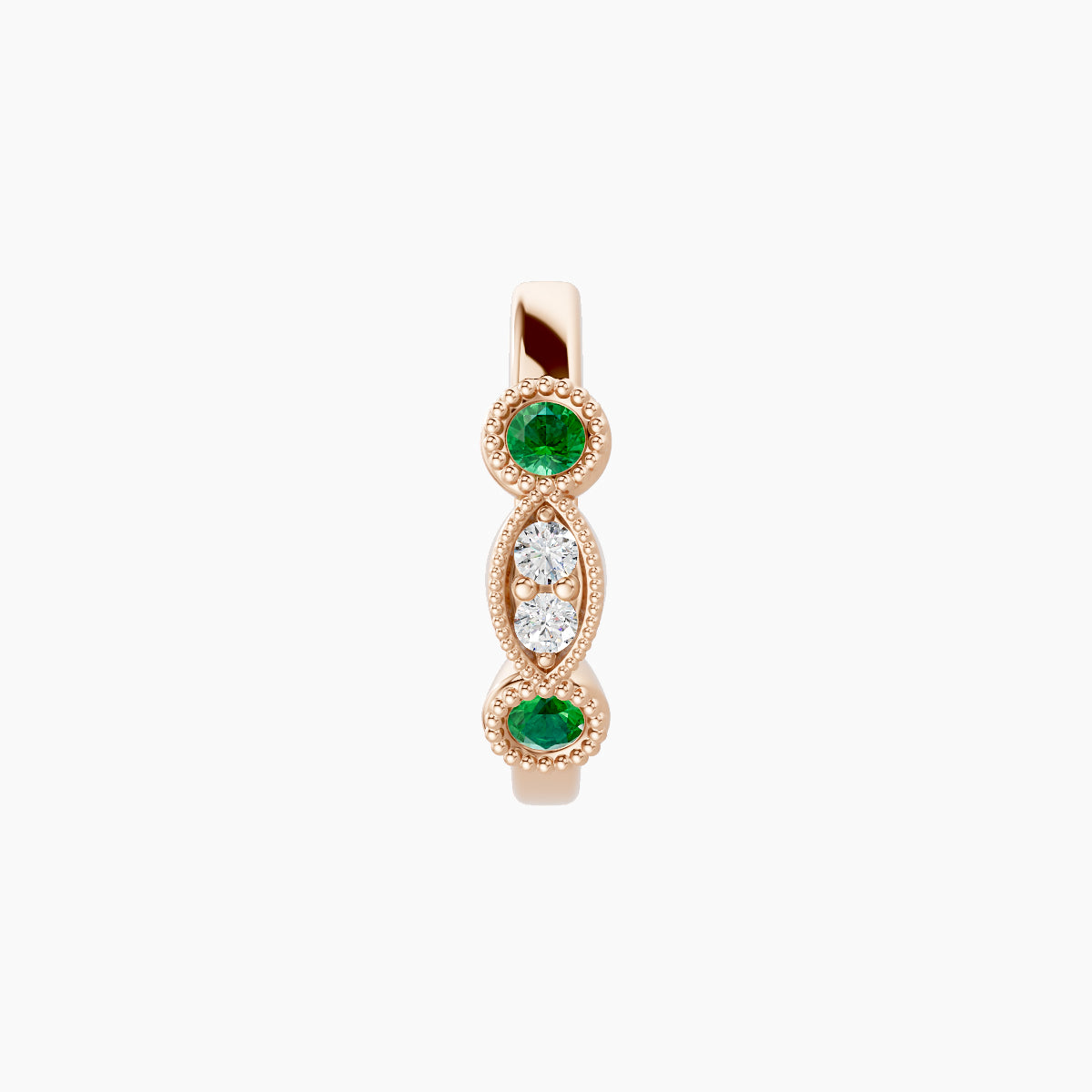 Camilla | 18k Rose Gold 8 mm Emerald & Diamond Hoop Piercing