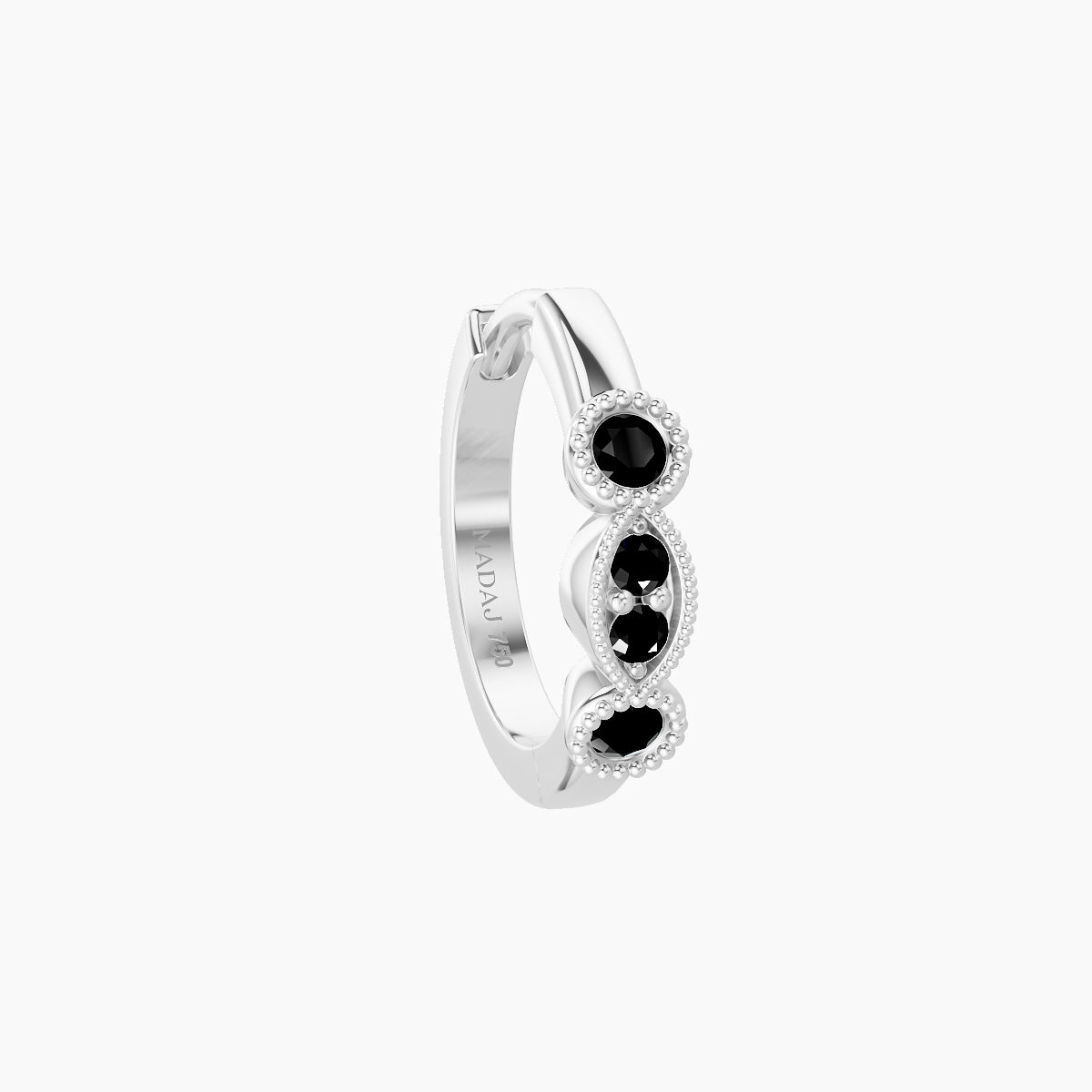 Camilla | 18k White Gold 8 mm Black Diamond Hoop Piercing