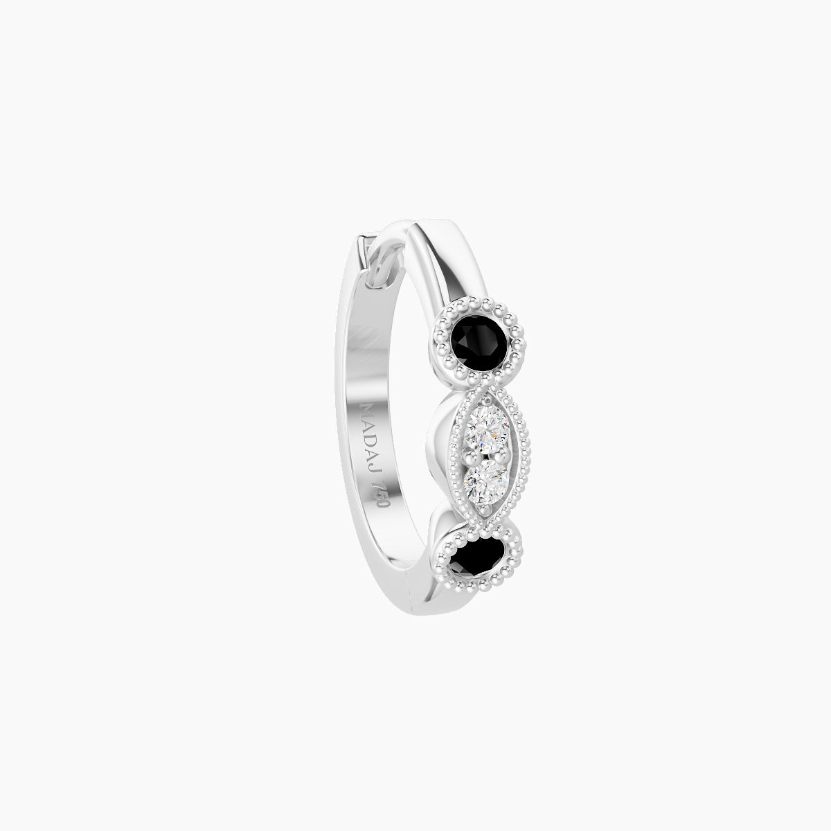 Camilla | 18k White Gold 8 mm Black Diamond & Diamond Hoop Piercing