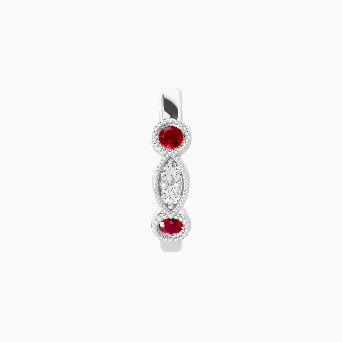Camilla | 18k White Gold 8 mm Ruby & Diamond Hoop Piercing