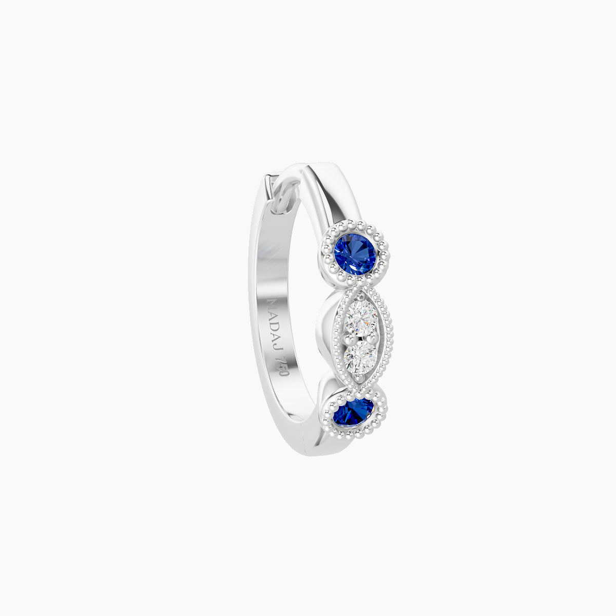 Camilla | 18k White Gold 8 mm Sapphire & Diamond Hoop Piercing