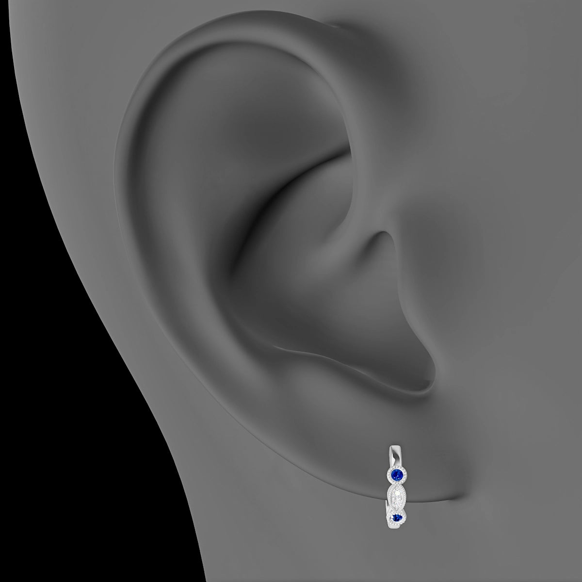 Camilla | 18k White Gold 8 mm Sapphire & Diamond Hoop Piercing
