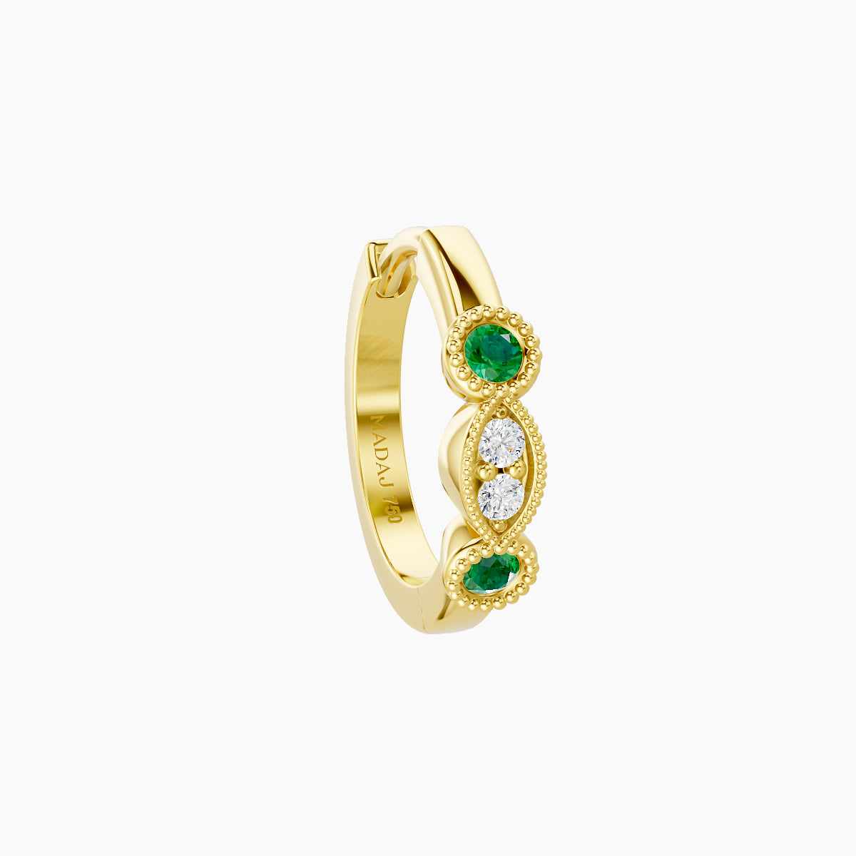 Camilla | 18k Yellow Gold 8 mm Emerald & Diamond Hoop Piercing