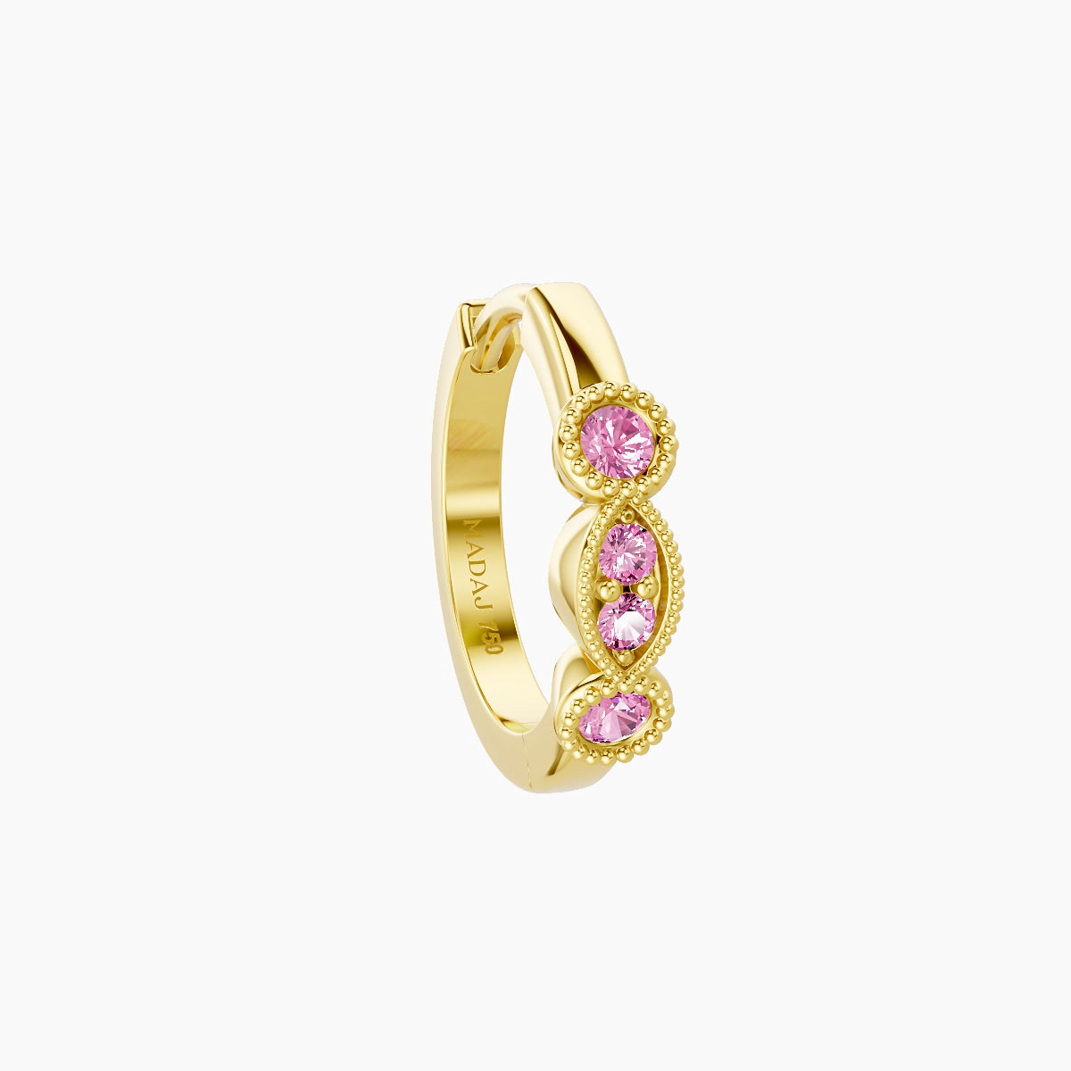 Camilla | 18k Yellow Gold 8 mm Pink Sapphire Hoop Piercing