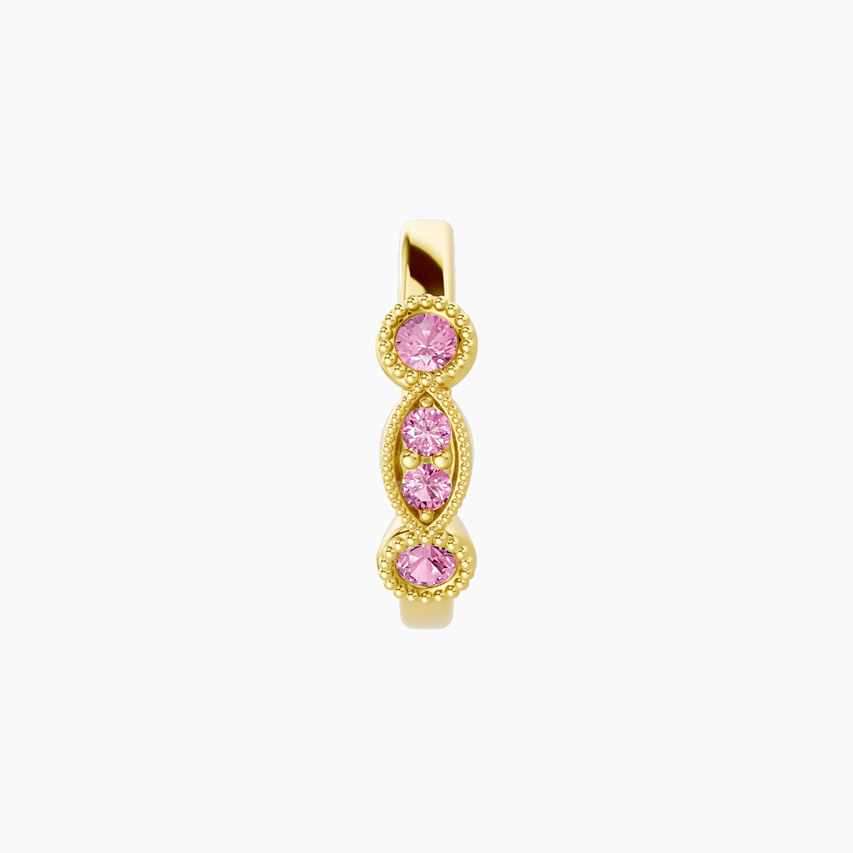 Camilla | 18k Yellow Gold 8 mm Pink Sapphire Hoop Piercing