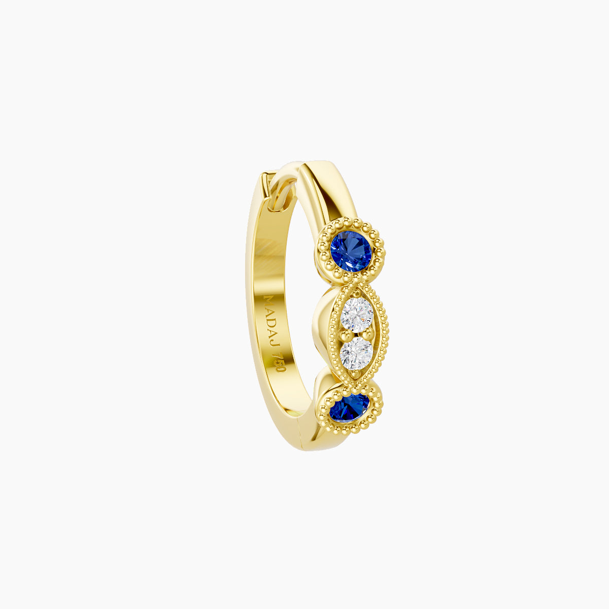 Camilla | 18k Yellow Gold 8 mm Sapphire & Diamond Hoop Piercing