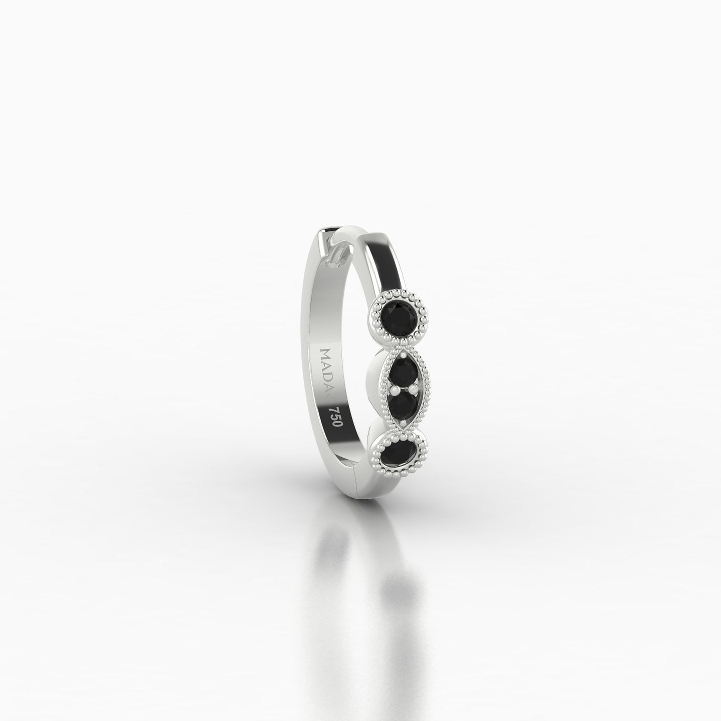 Camilla | 18k White Gold 8 mm Black Diamond Hoop Piercing