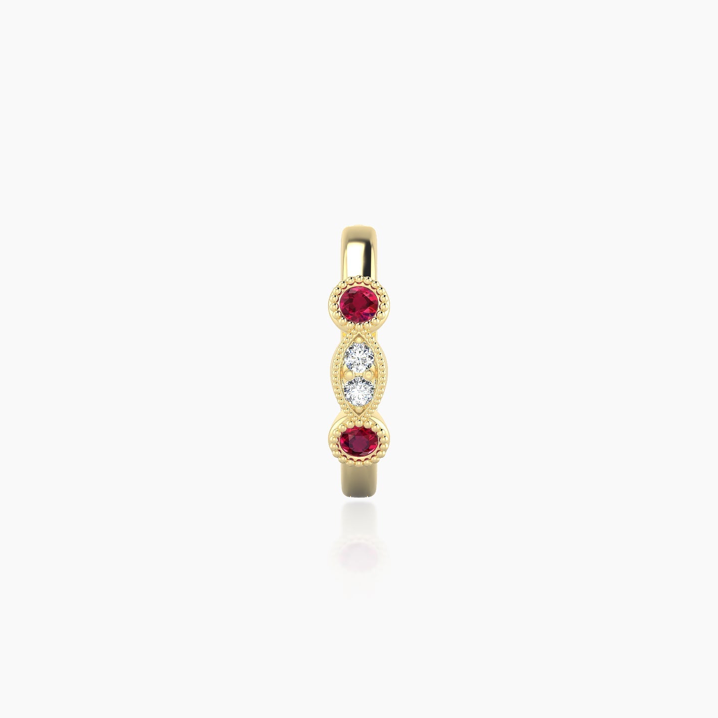 Camilla | 18k Yellow Gold 8 mm Ruby & Diamond Hoop Piercing
