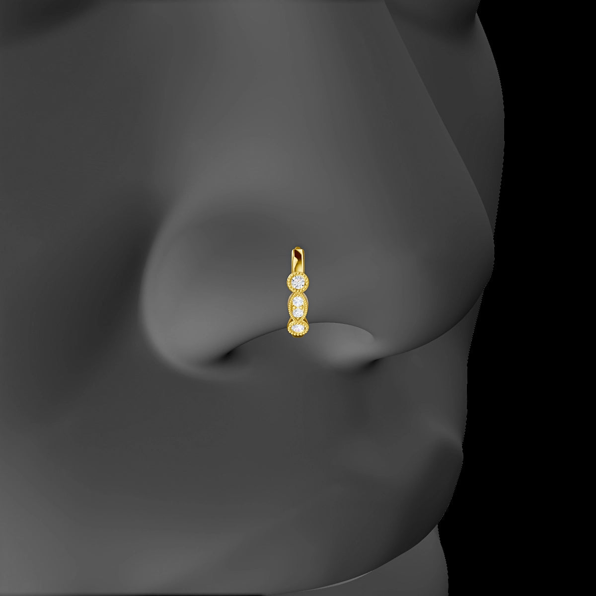 Camilla | 18k Yellow Gold 8 mm Diamond Nose Ring Piercing