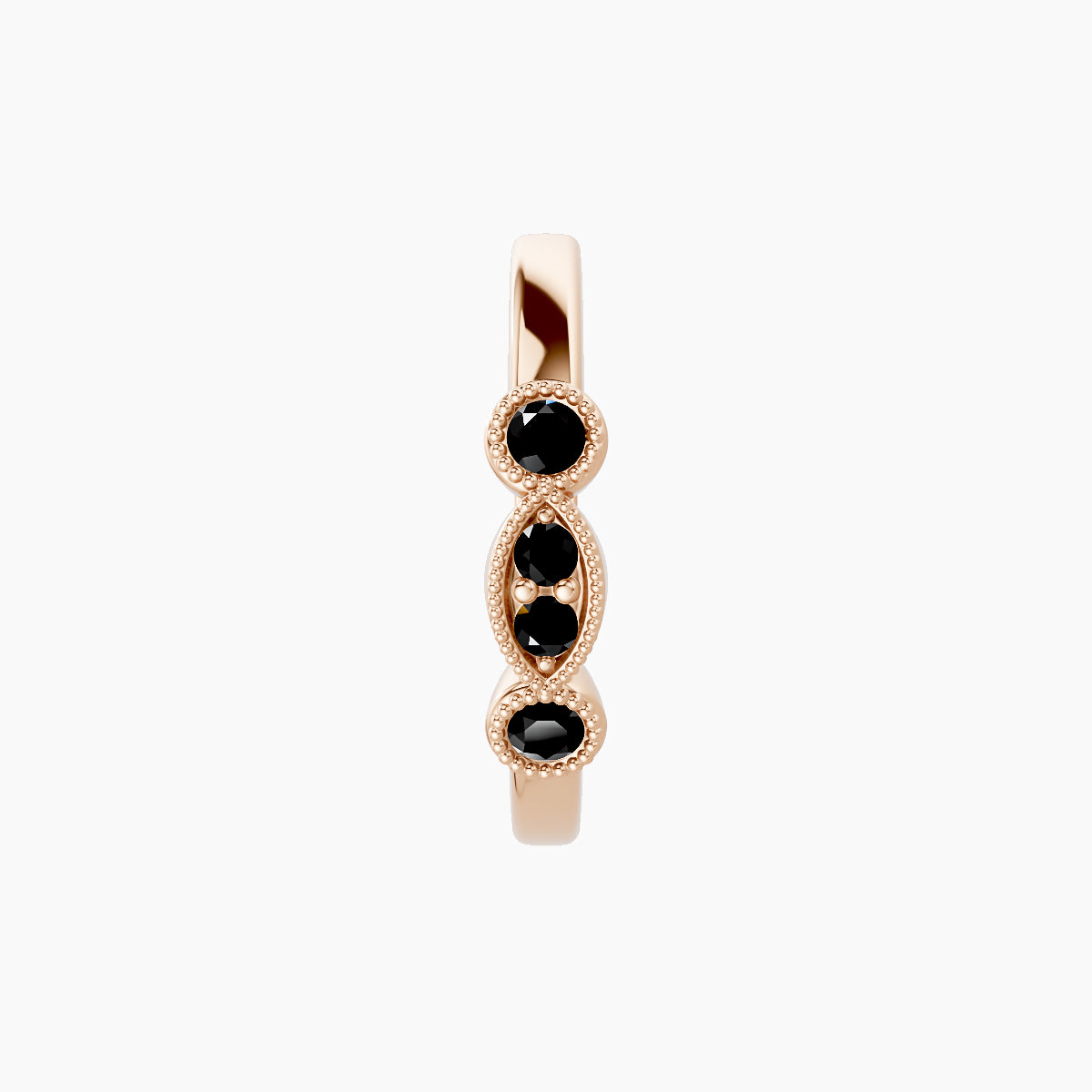 Camilla | 18k Rose Gold 9.5 mm Black Diamond Hoop Piercing
