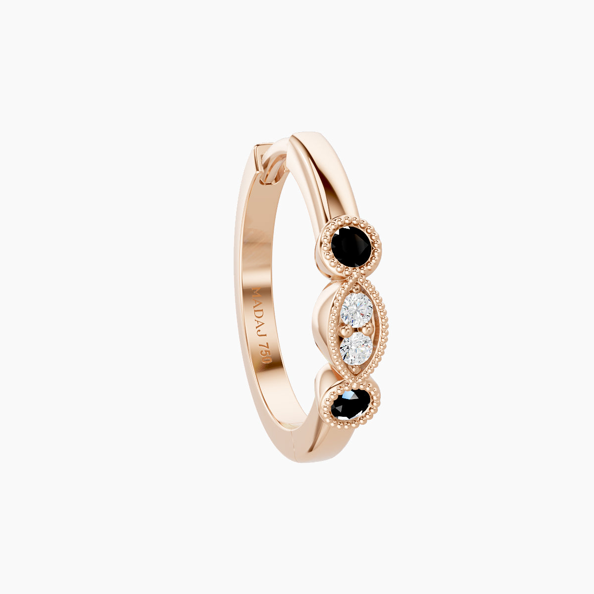 Camilla | 18k Rose Gold 9.5 mm Black Diamond & Diamond Hoop Piercing
