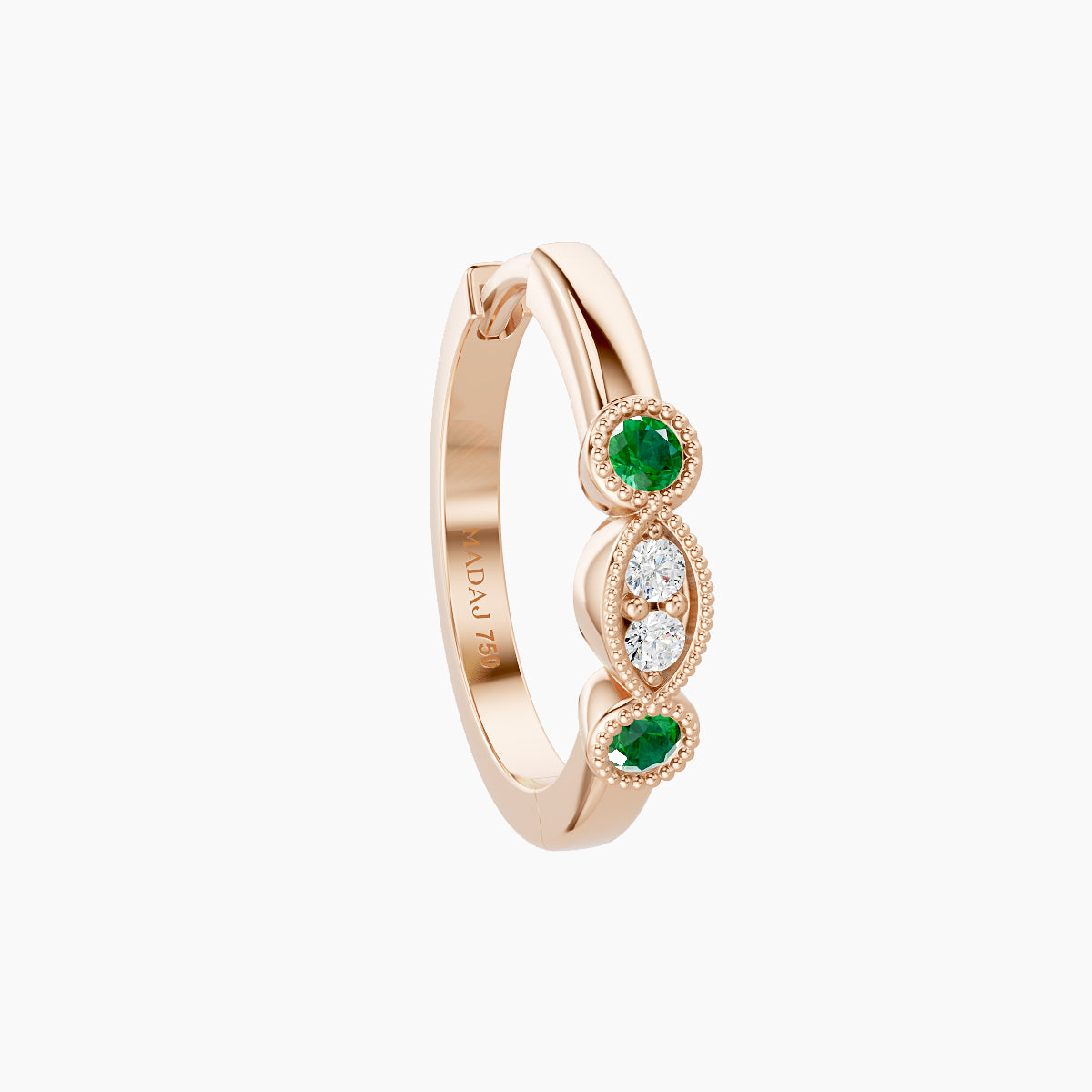 Camilla | 18k Rose Gold 9.5 mm Emerald & Diamond Hoop Piercing