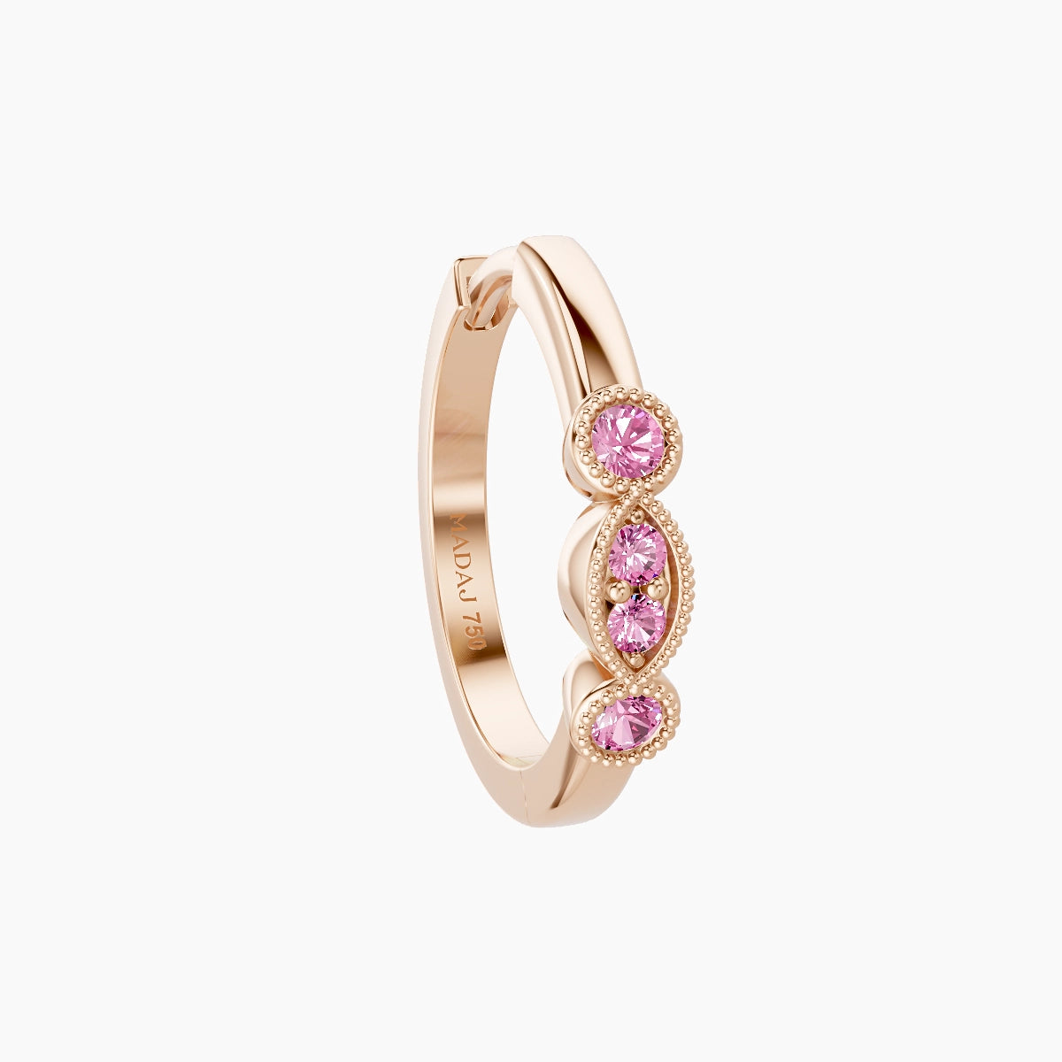 Camilla | 18k Rose Gold 9.5 mm Pink Sapphire Hoop Piercing