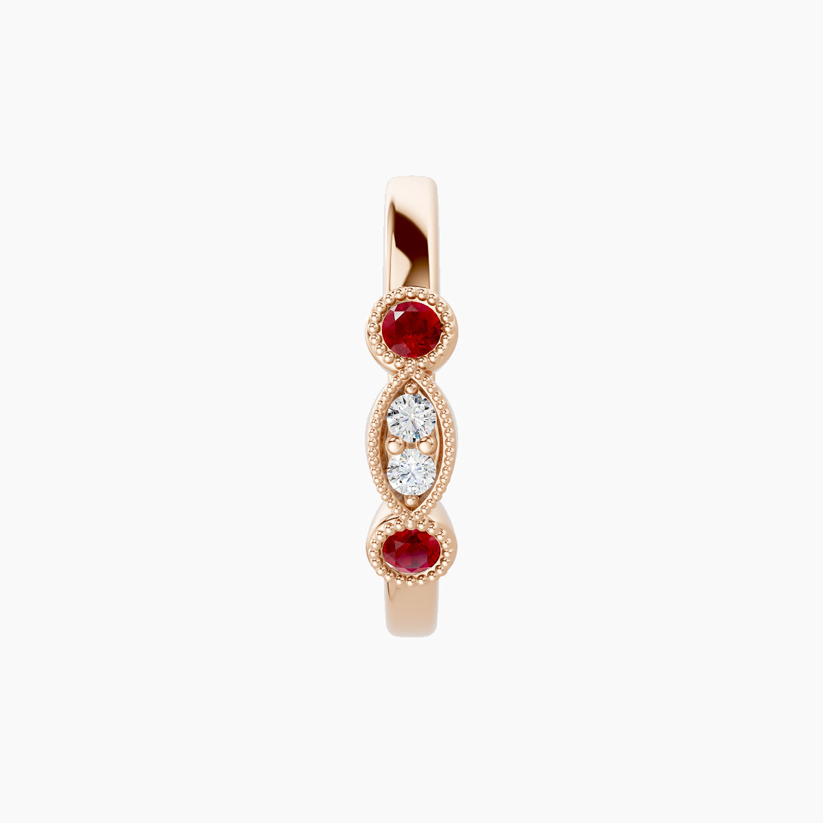 Camilla | 18k Rose Gold 9.5 mm Ruby & Diamond Hoop Piercing