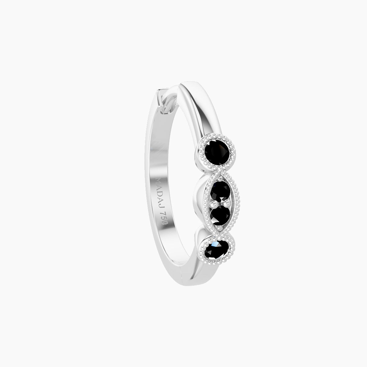 Camilla | 18k White Gold 9.5 mm Black Diamond Hoop Piercing