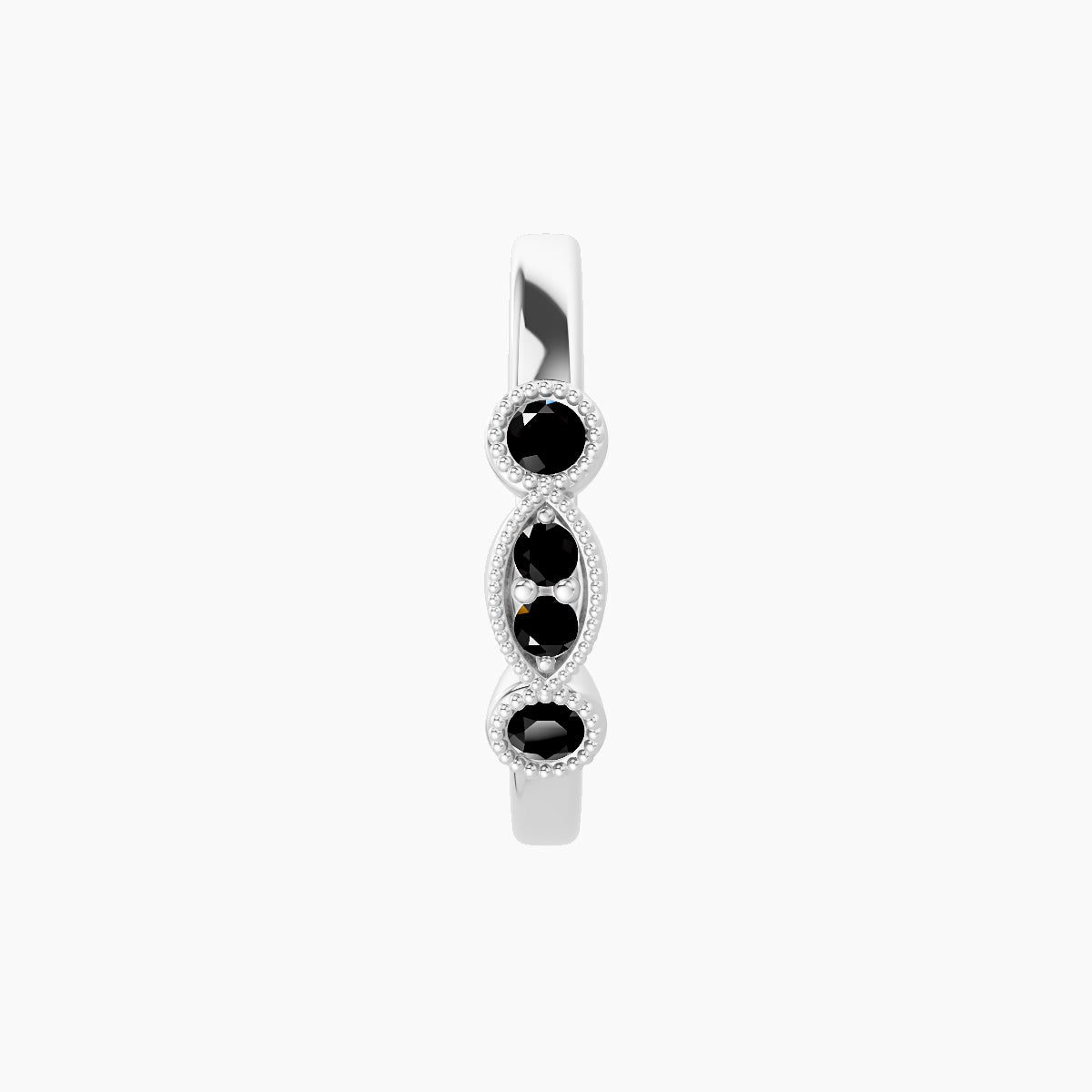 Camilla | 18k White Gold 9.5 mm Black Diamond Hoop Piercing