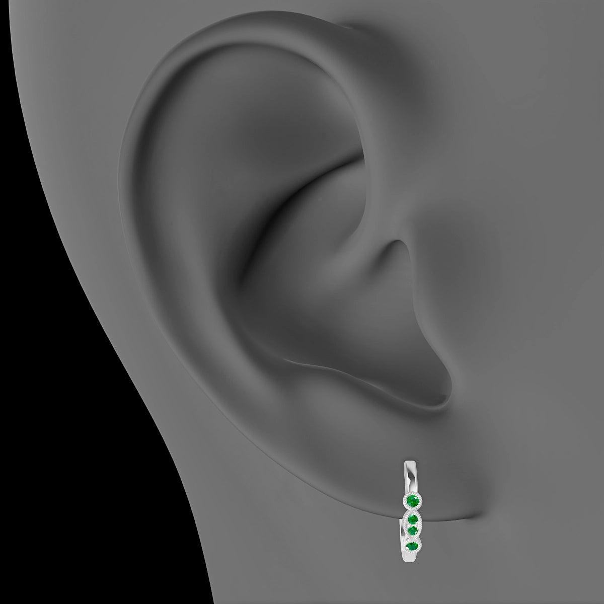Camilla | 18k White Gold 9.5 mm Emerald Hoop Piercing