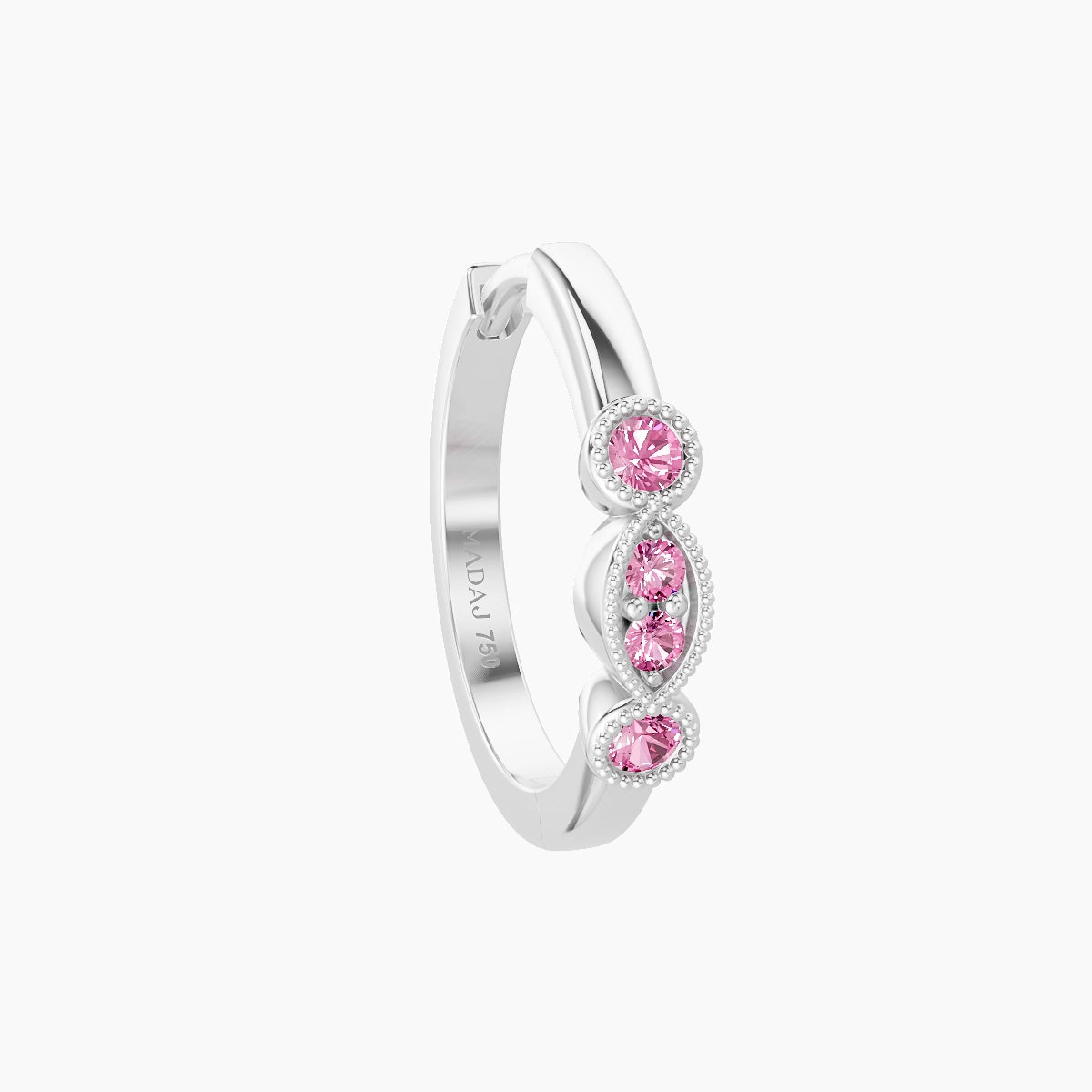 Camilla | 18k White Gold 9.5 mm Pink Sapphire Hoop Piercing