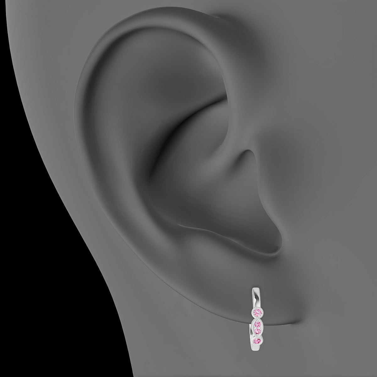 Camilla | 18k White Gold 9.5 mm Pink Sapphire Hoop Piercing