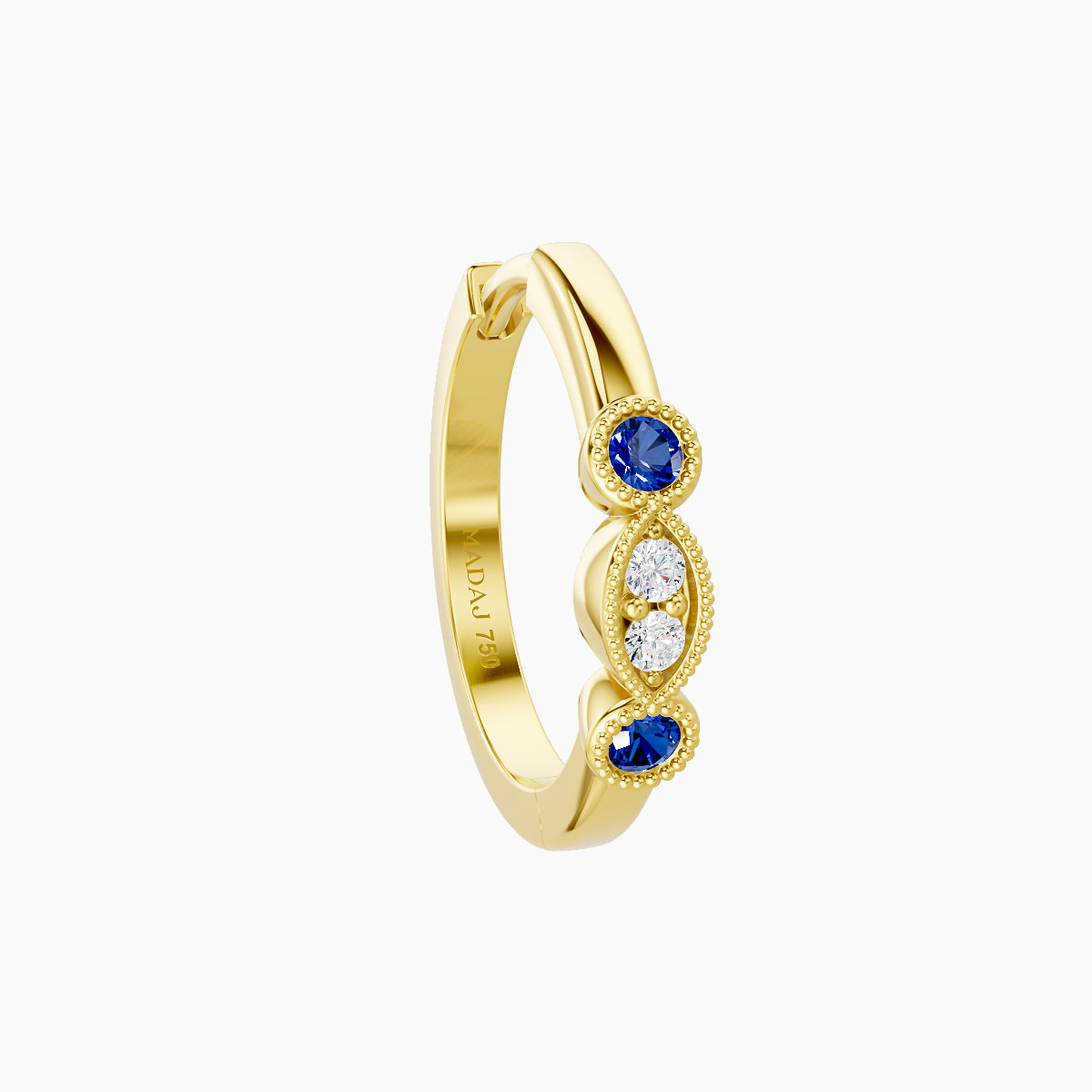 Camilla | 18k Yellow Gold 9.5 mm Sapphire & Diamond Hoop Piercing